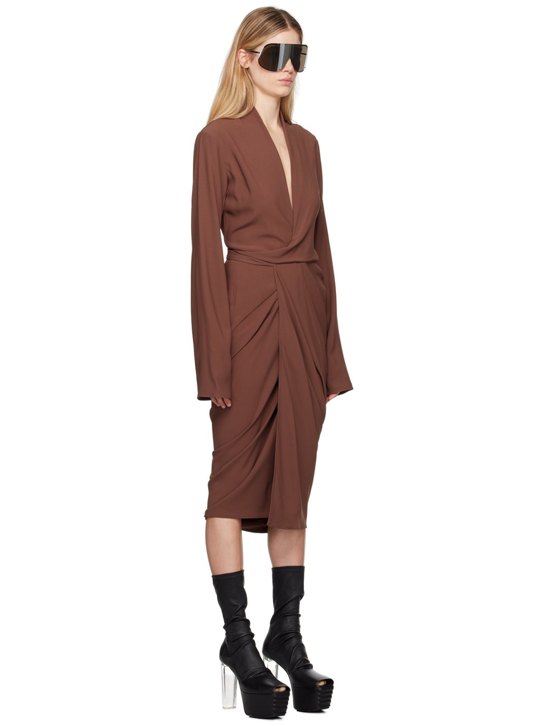 Brown Porterville Wrap Midi Dress - 2