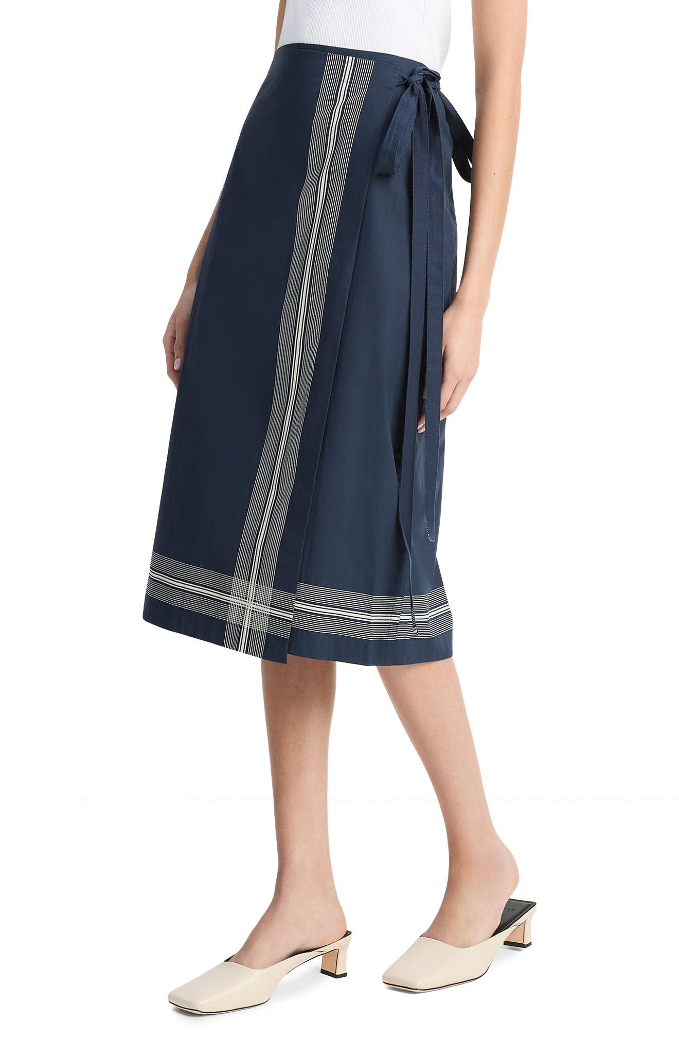 Vince Stripe Trim Wrap Skirt in Coastal/pale Canyon at Nordstrom - 3
