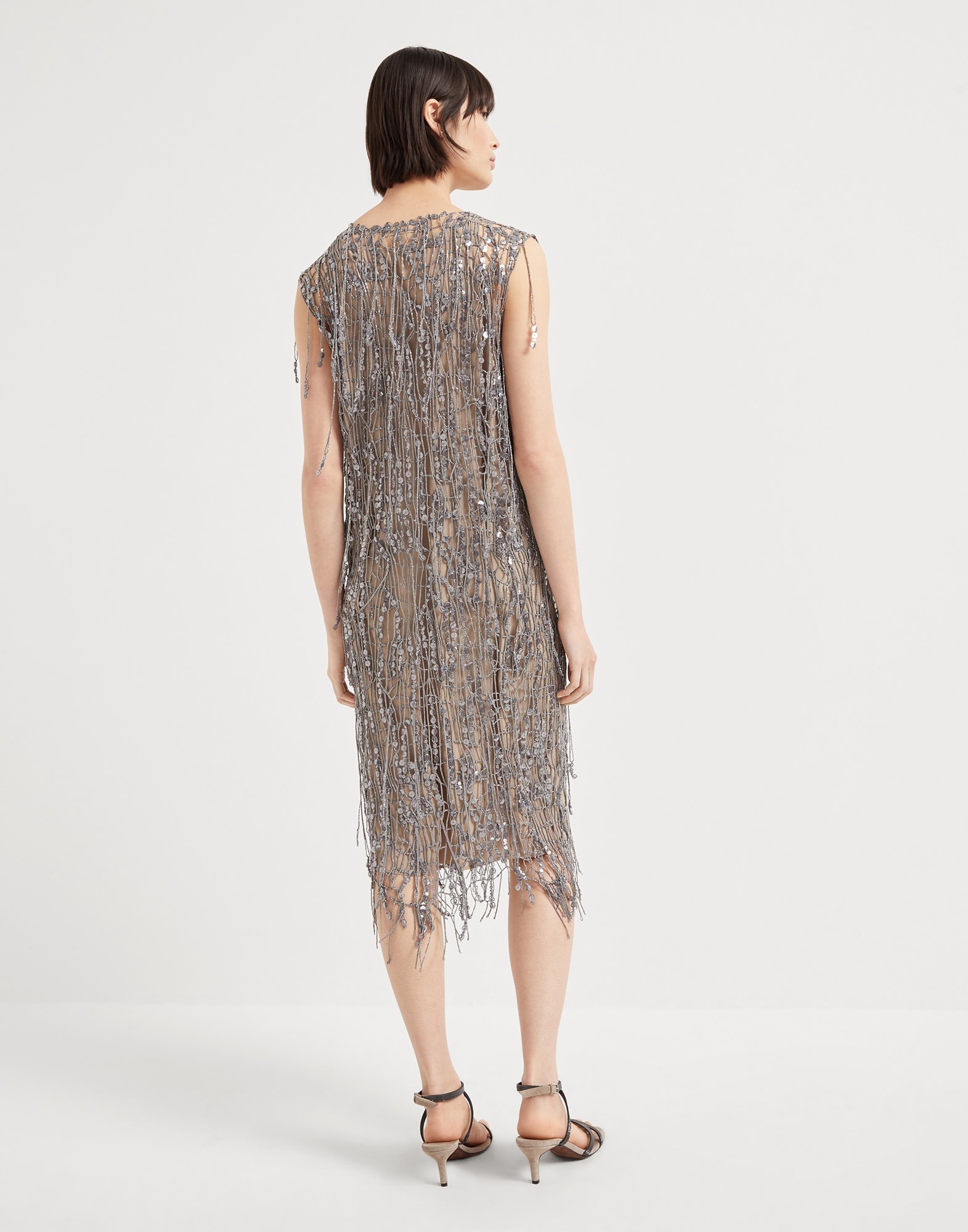 Glistening abstract embroidery knit dress - 2