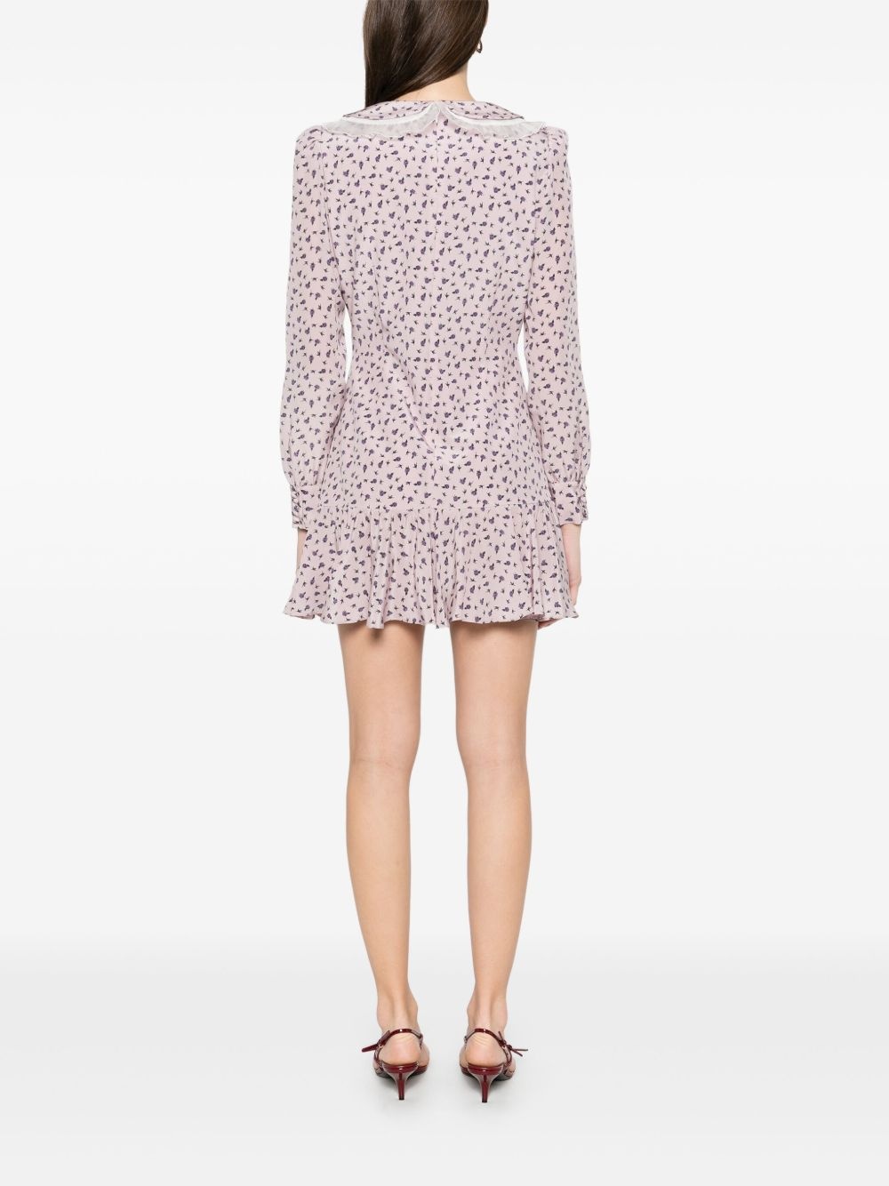 rose-print mini dress - 4