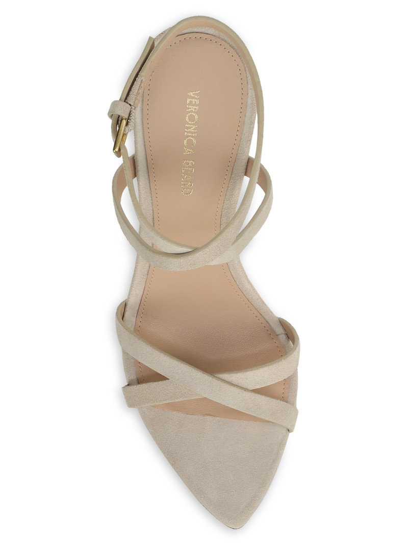 Women's Lanaya 90MM Suede Sculptural-Heel Sandals - Stone Khaki Green 4
