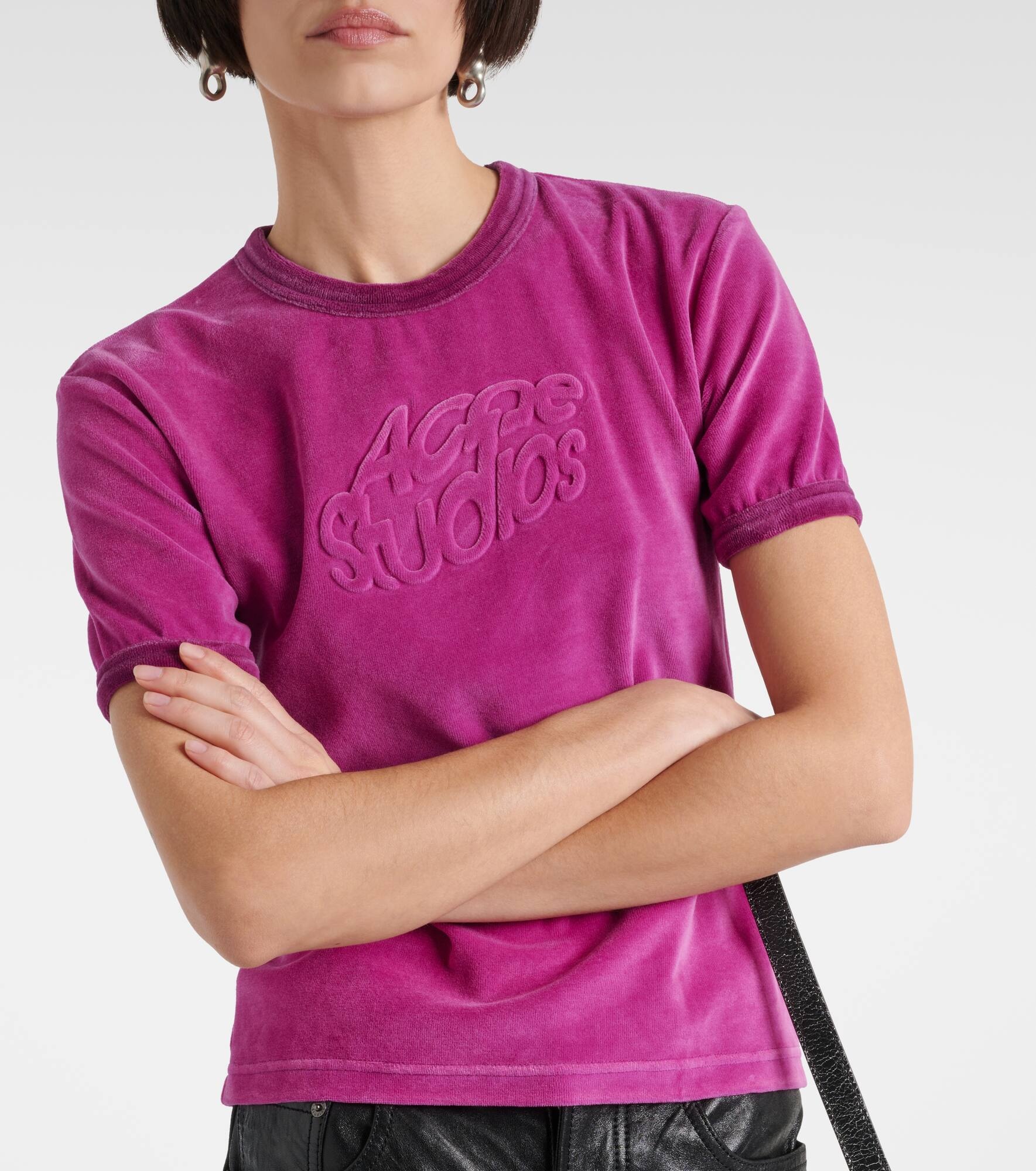 Logo-embossed cotton-blend T-shirt - 5