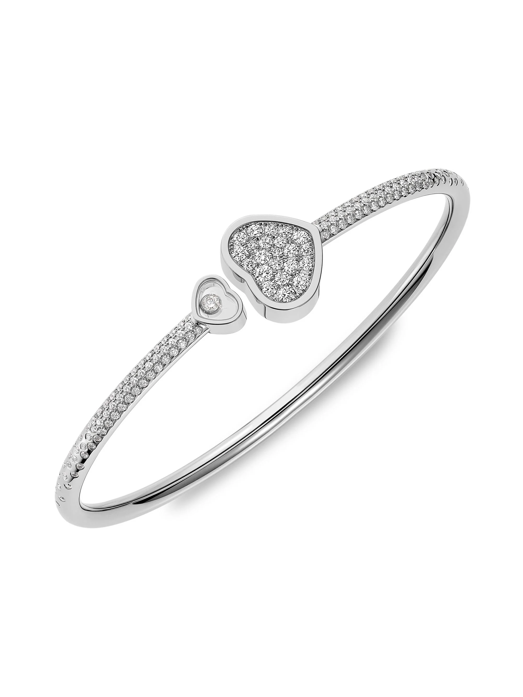 Women's Happy Hearts 18K White Gold & 1.01 TCW Diamond Bangle Bracelet - 1