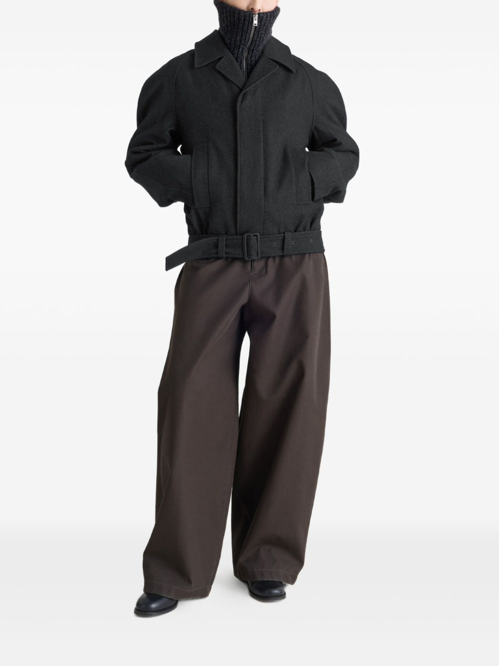 raglan-sleeve belted jacket - 2