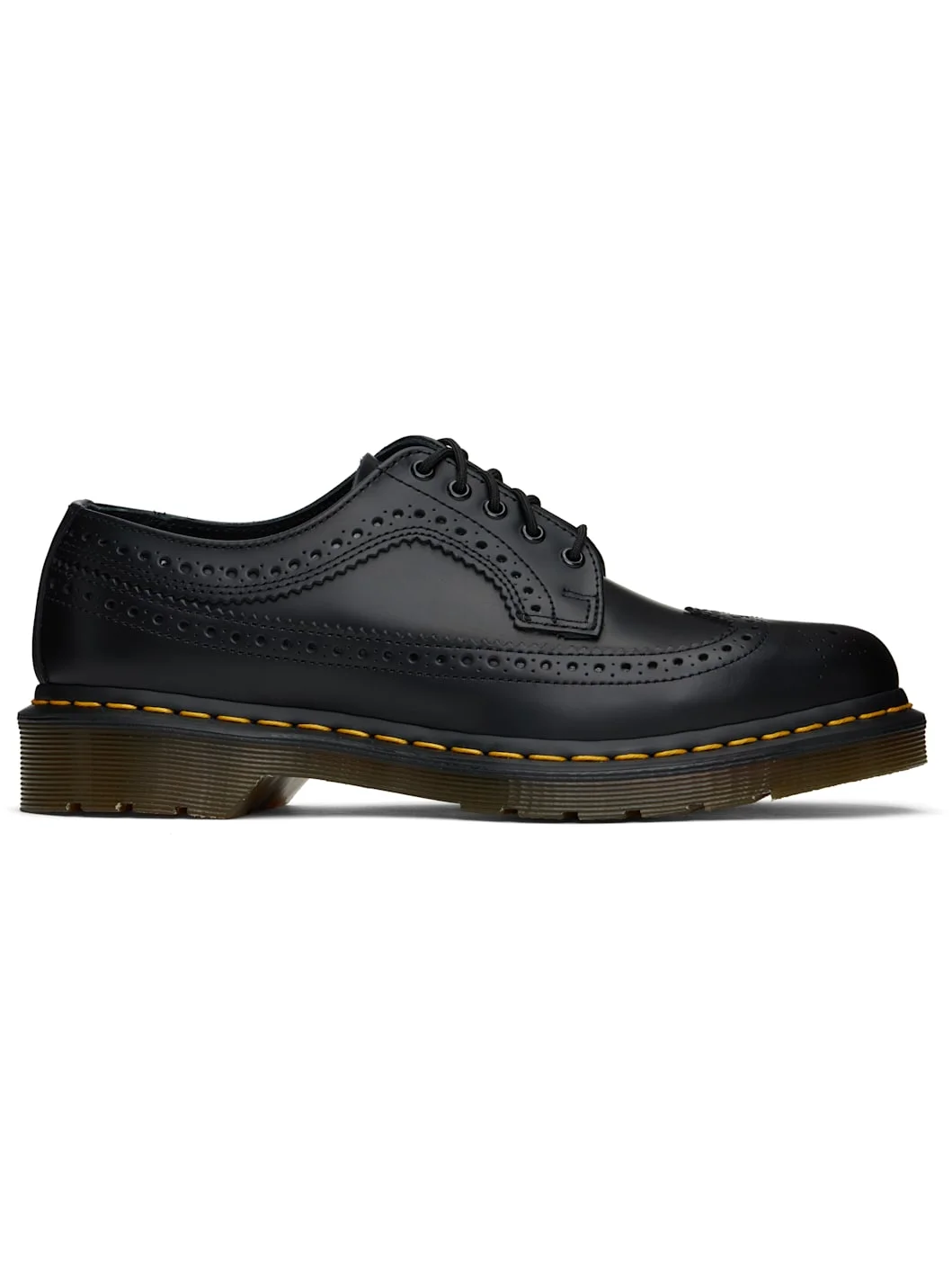 Black 3989 Yellow Stitch Smooth Brogue Derbys - 1