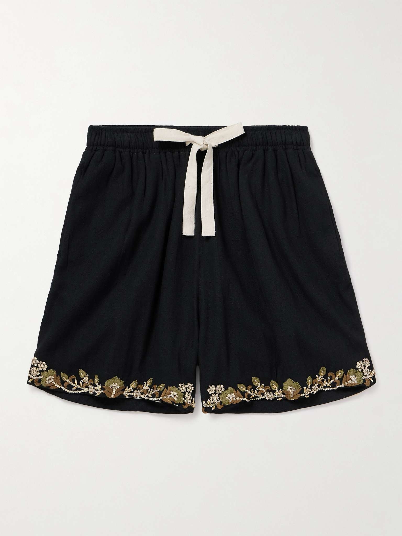 Embellished Cotton Drawstring Shorts - 1