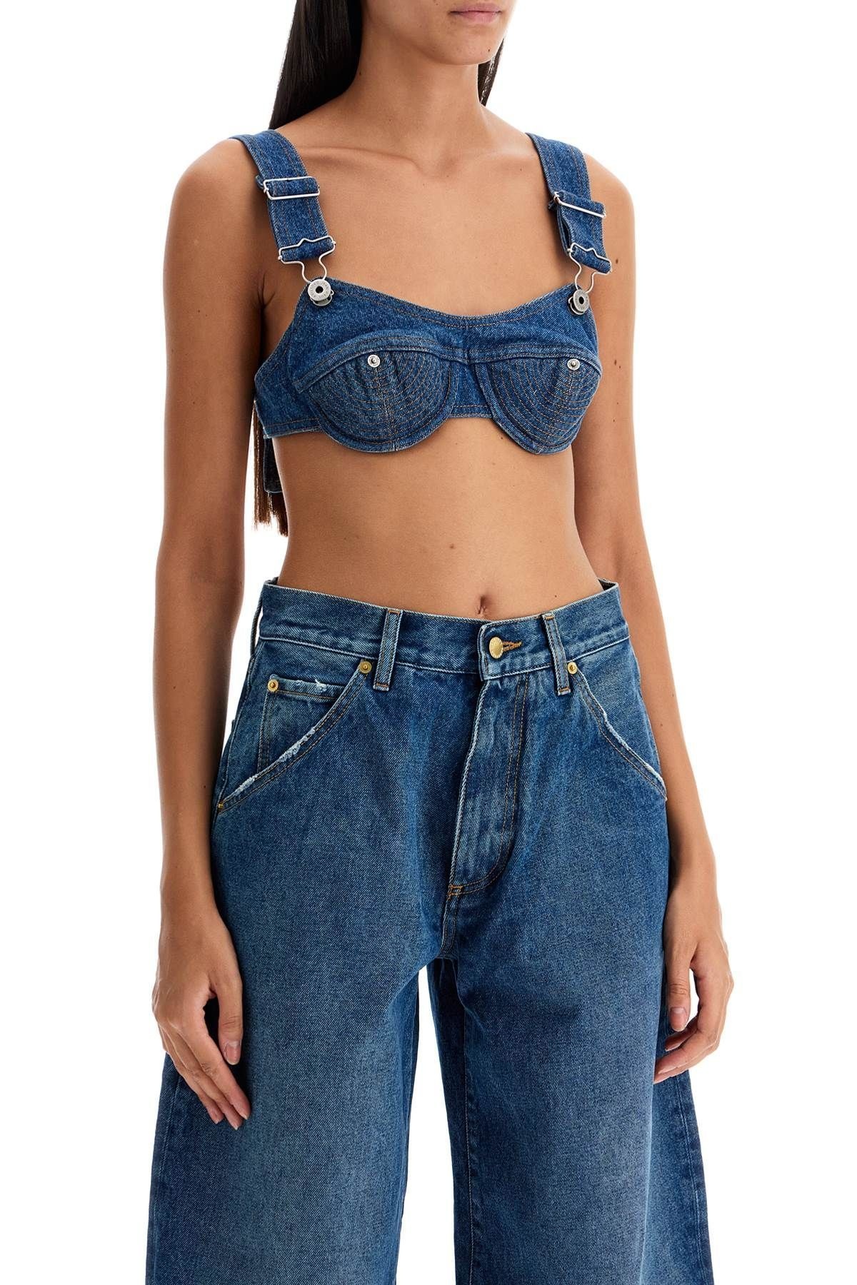 "DENIM OVERALL BRALETTE WITH BUCK - 3