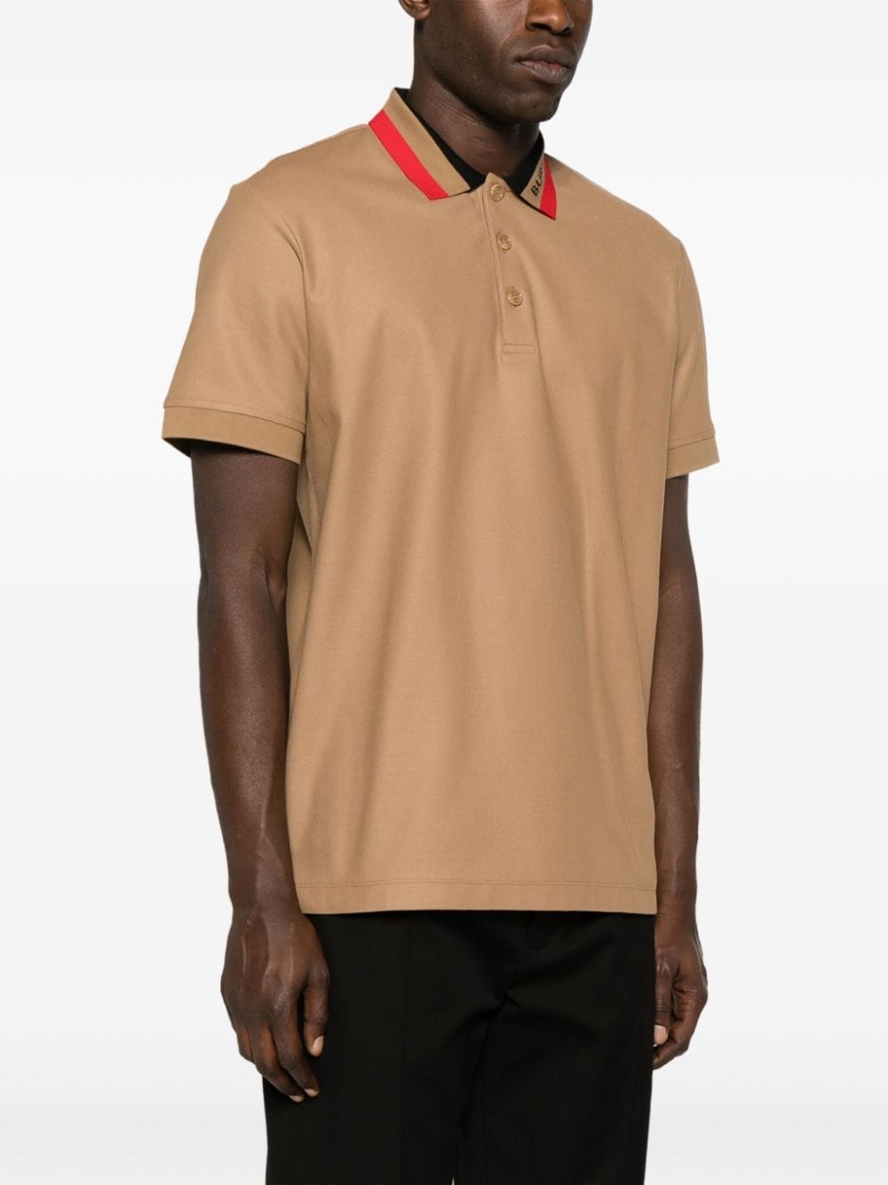 contrasting-collar cotton polo shirt - 3