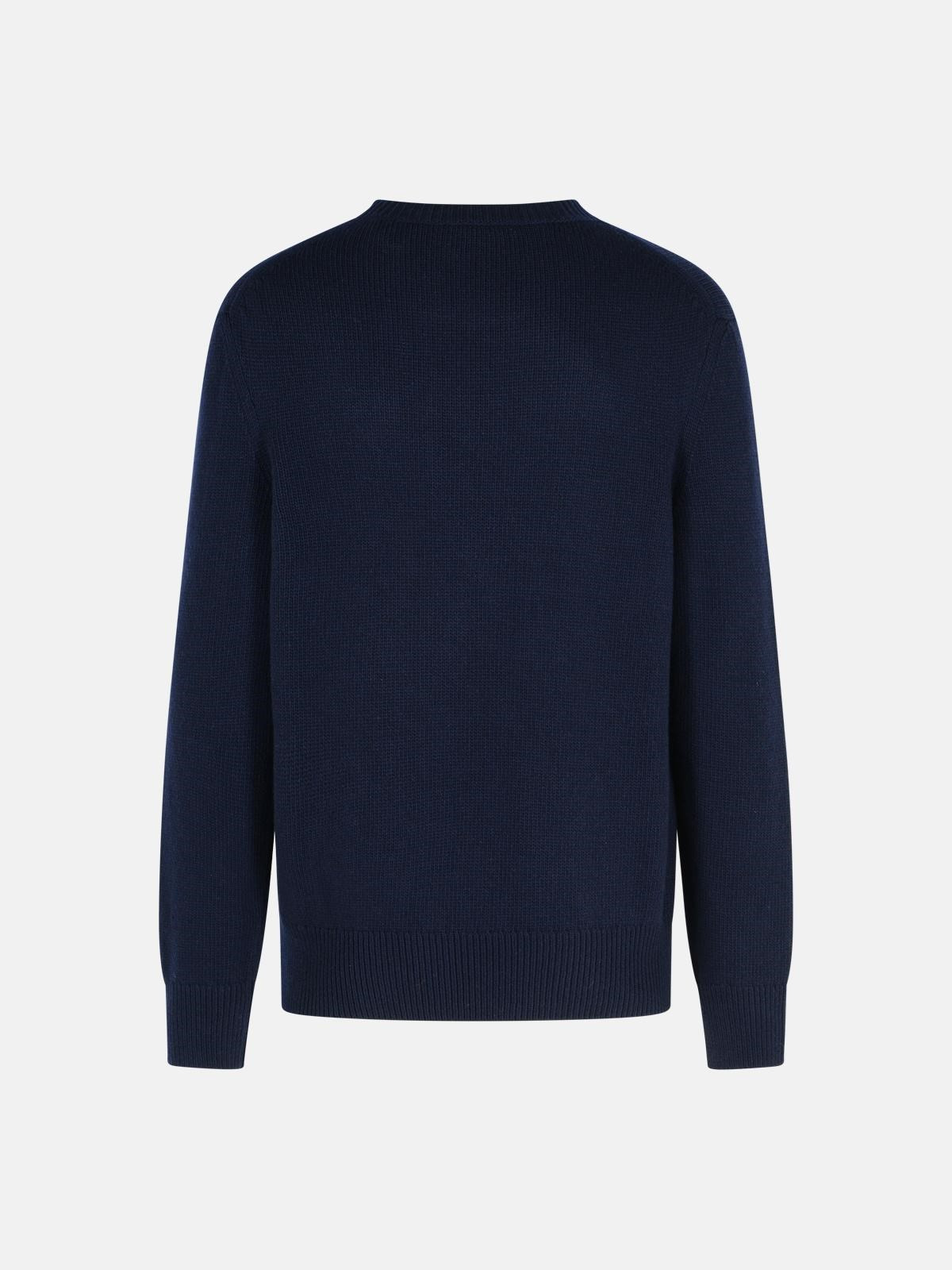 'SNOWDONIA' WOOL AND NAVY CASHMERE SWEATER - 3