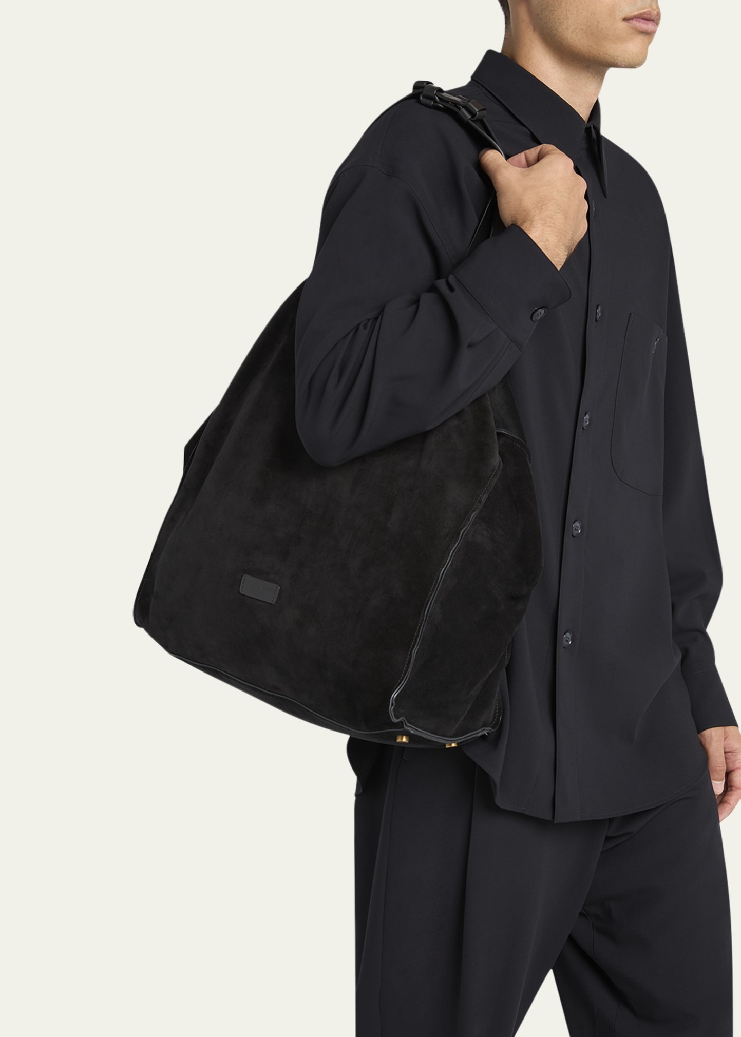 Men's Split Leather Tote Bag - 2