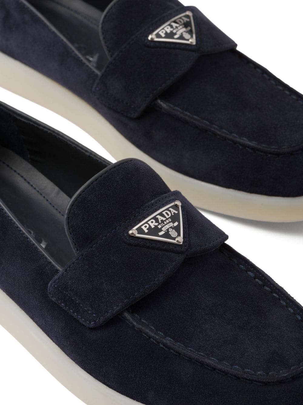 triangle-logo suede loafers - 5