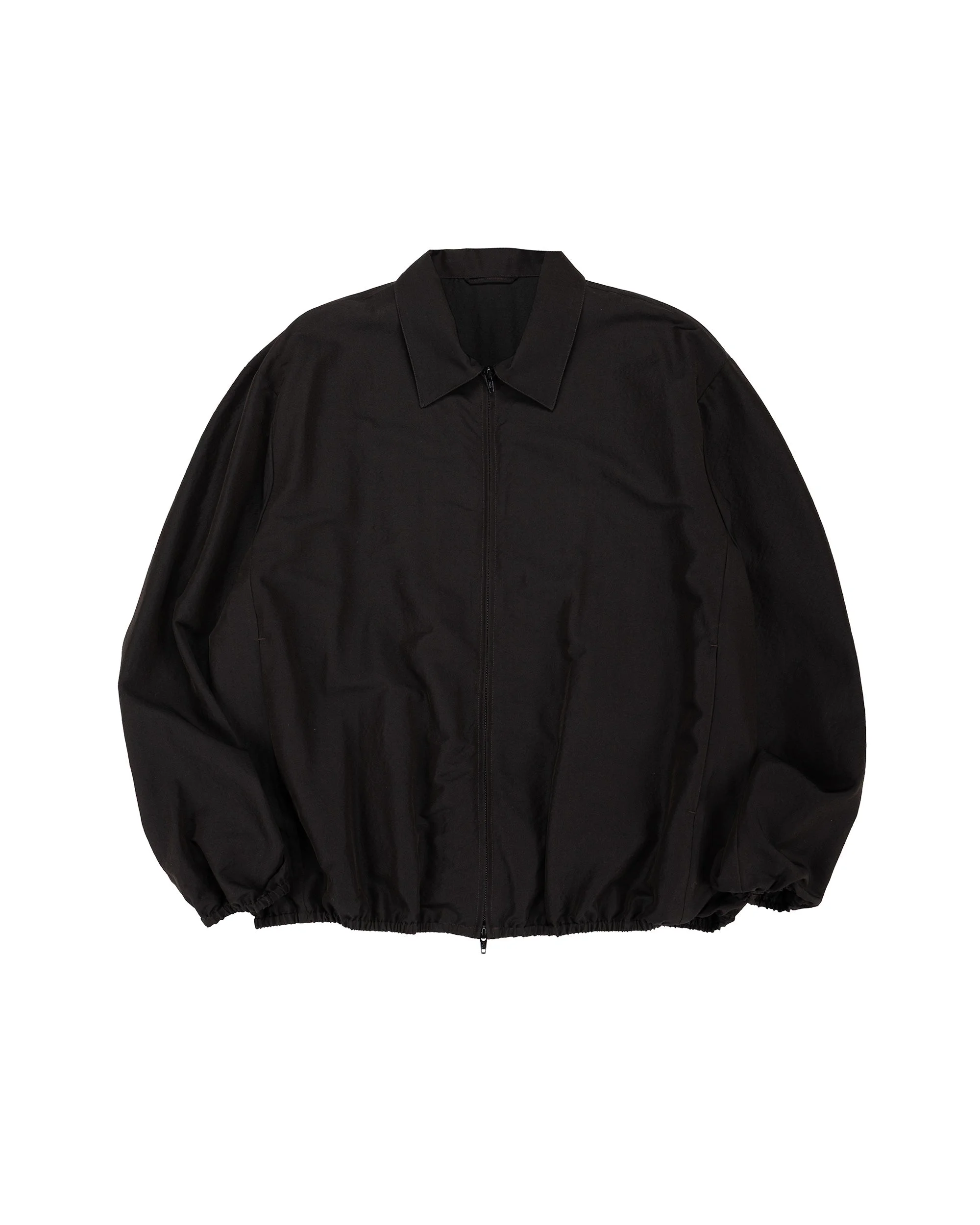 Wool Silk Collared Zip Jacket Dark Charcoal - 1