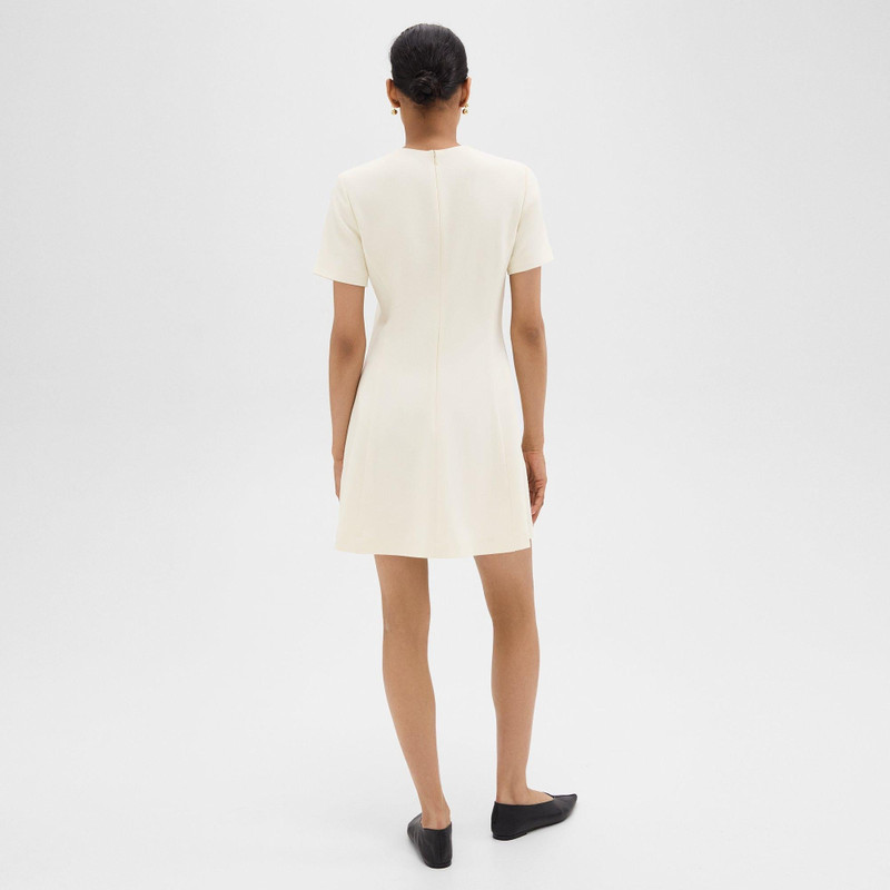 Theory Flared Short-Sleeve Dress in Admiral Crepe outlook