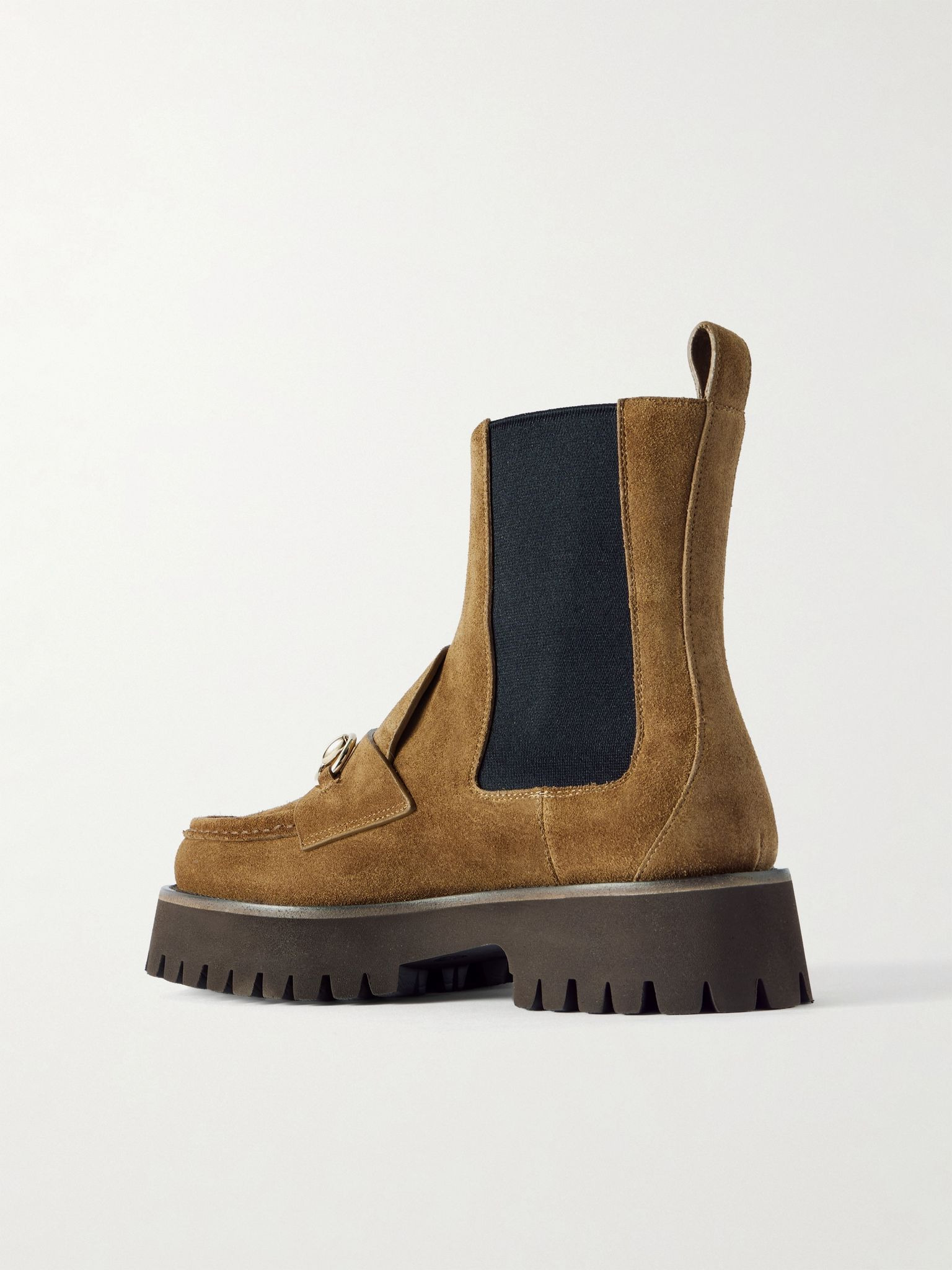 Horsebit-detailed suede Chelsea boots Brown - 3