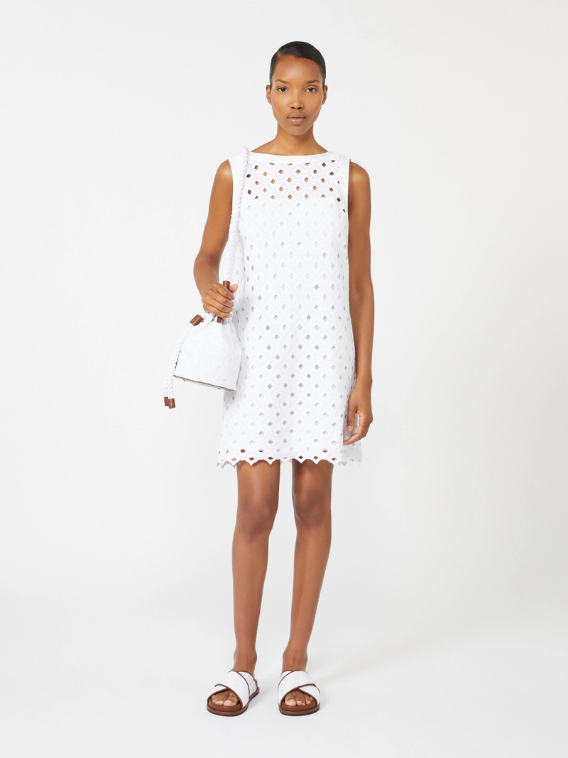 Max Mara PESI Macramé jersey A-line dress - OPTICAL WHITE outlook