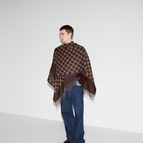 GG wool jacquard cape - 4