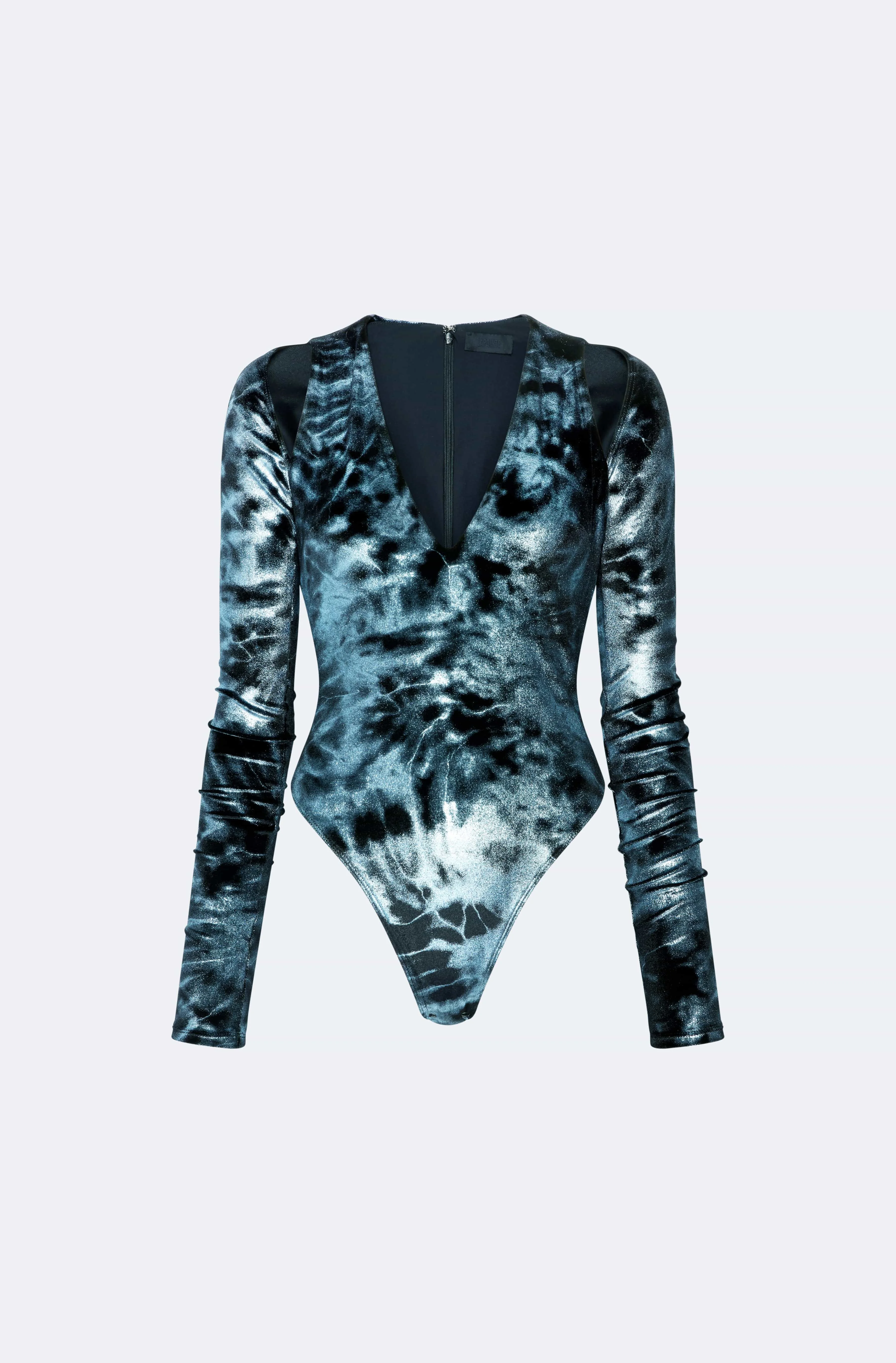 Foil Velour V Neck Bodysuit - 1