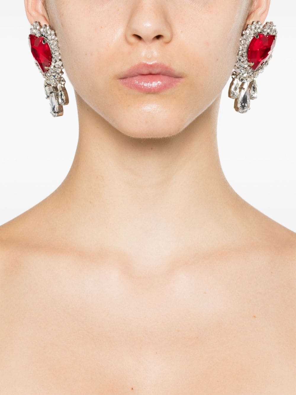 Alessandra Rich heart crystal earrings REVERSIBLE