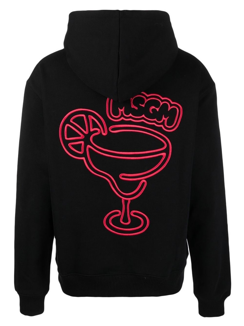 MSGM embroidered-logo cotton hoodie outlook
