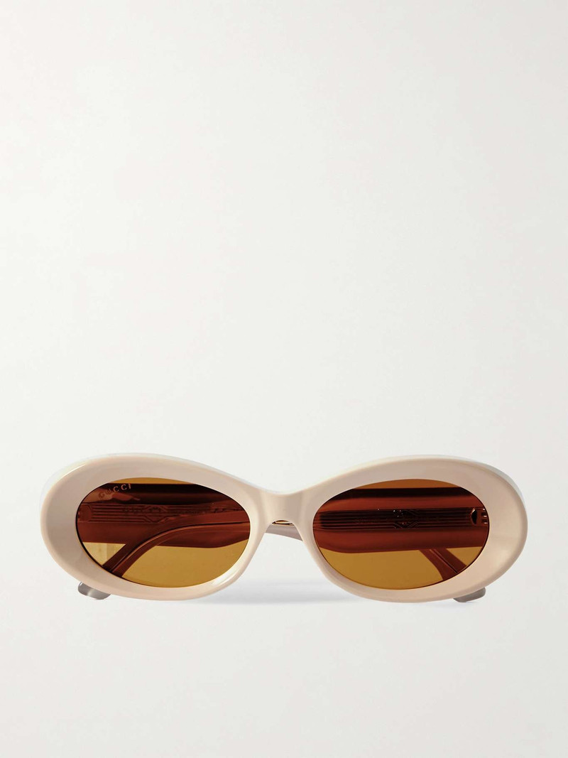 Oval-frame embellished acetate sunglasses 1