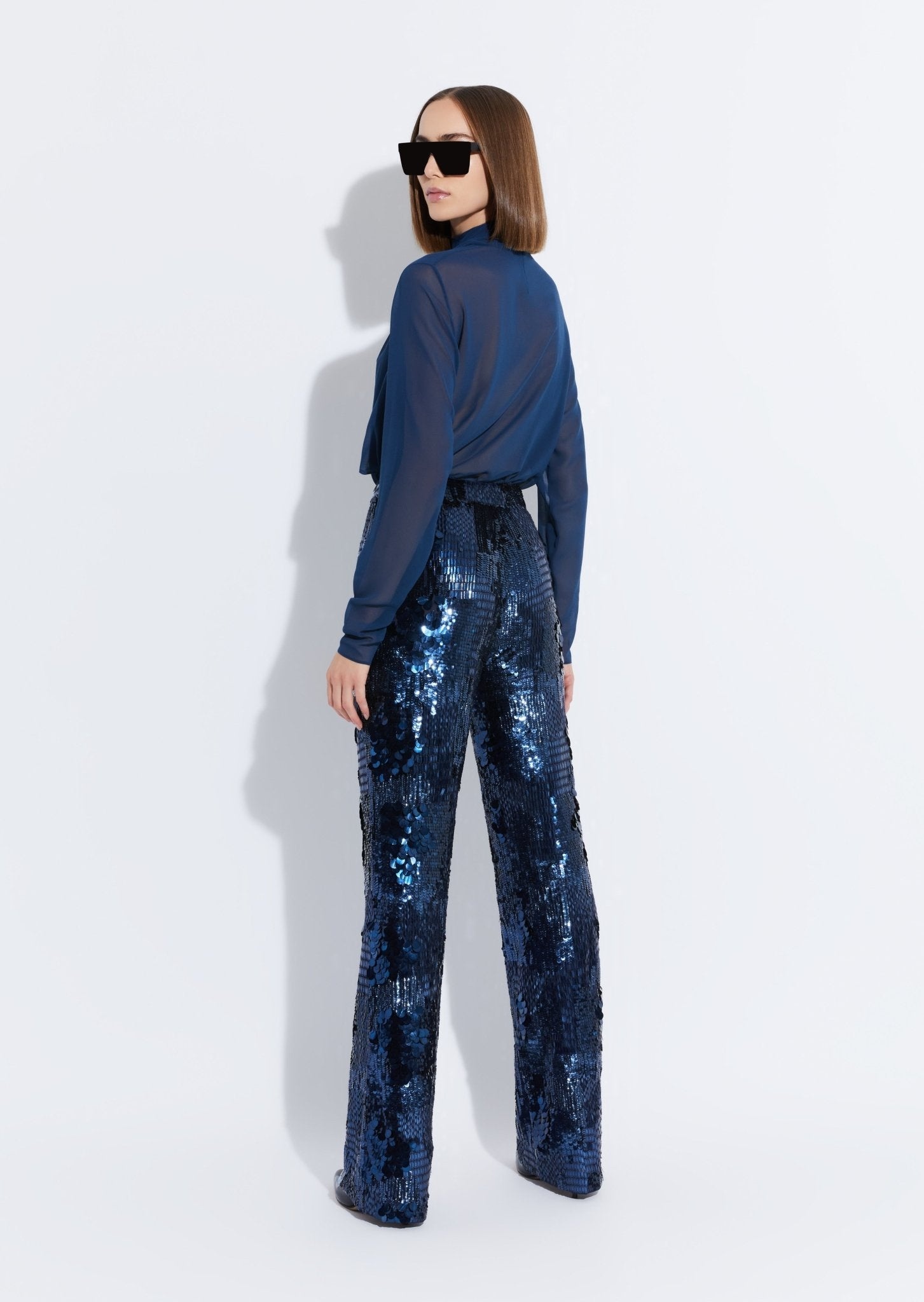 Patchwork Sequin Flare Leg Pant - 3