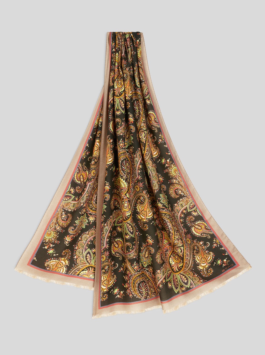 PAISLEY CASHMERE AND SILK SCARF - 1