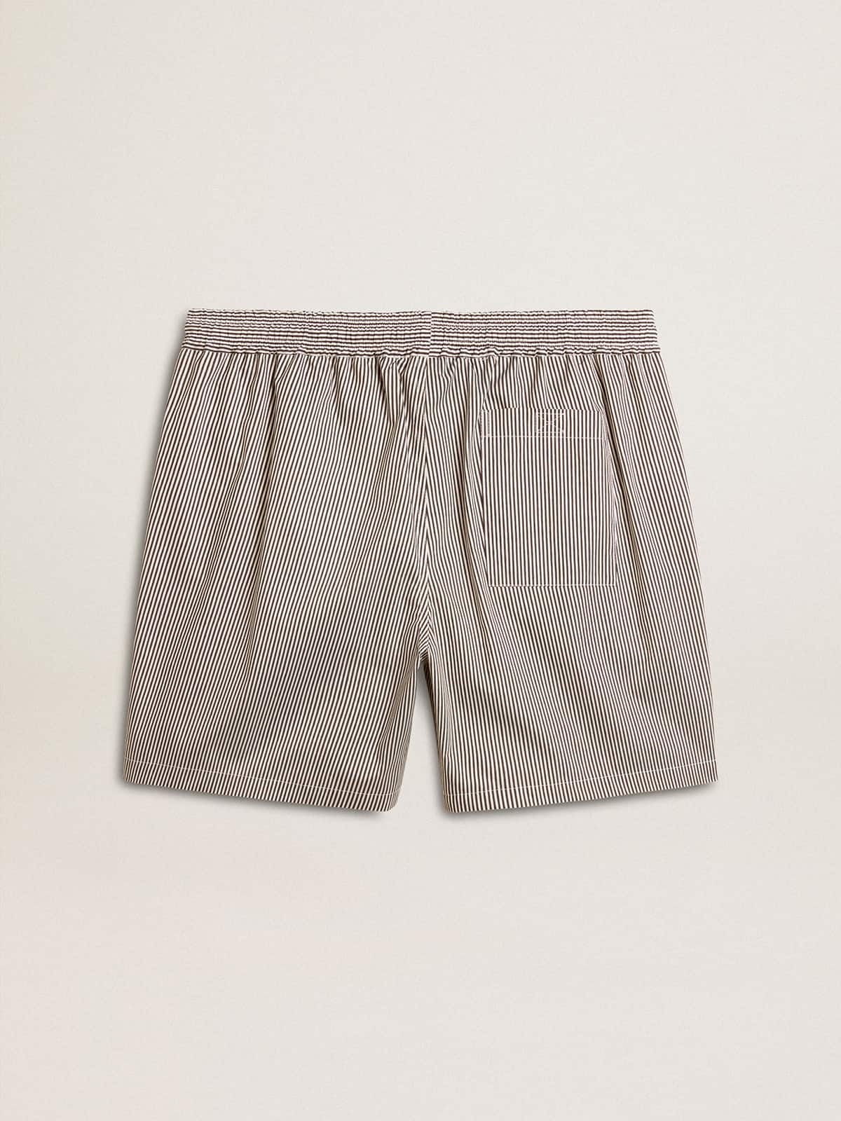 Swim shorts in blue and white striped technical fabric - 2