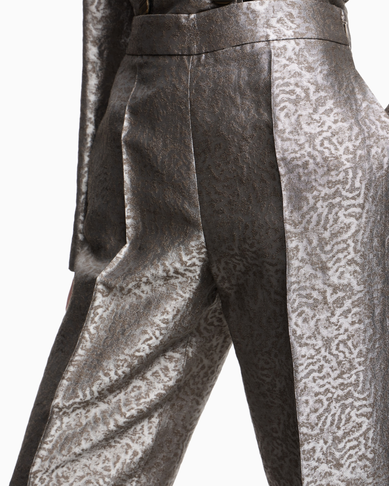 CAMOUFLAGE JACQUARD LINEN BLEND TROUSERS - 5