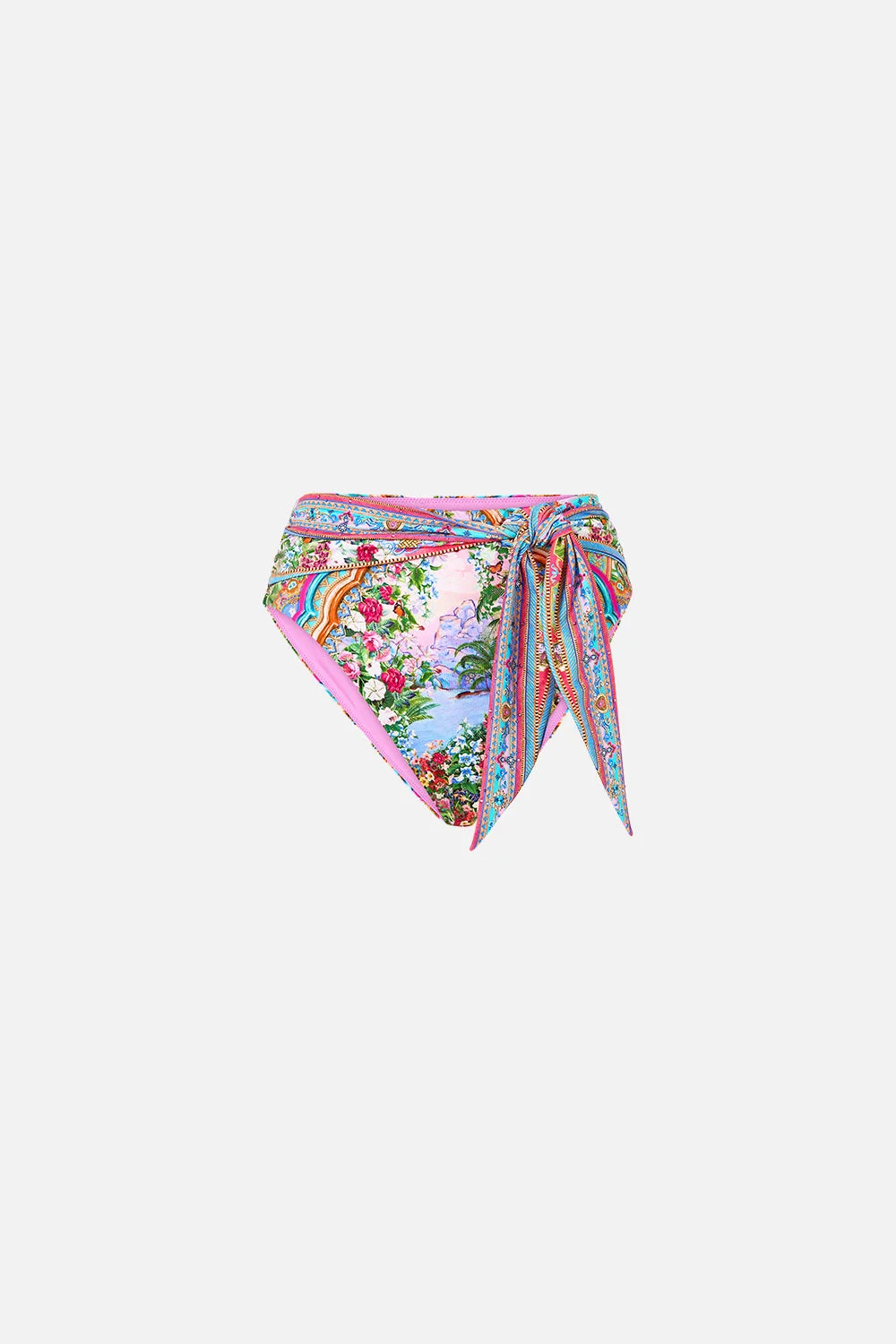 HIGH WAIST BIKINI BOTTOM WITH WAIST TIE - 1