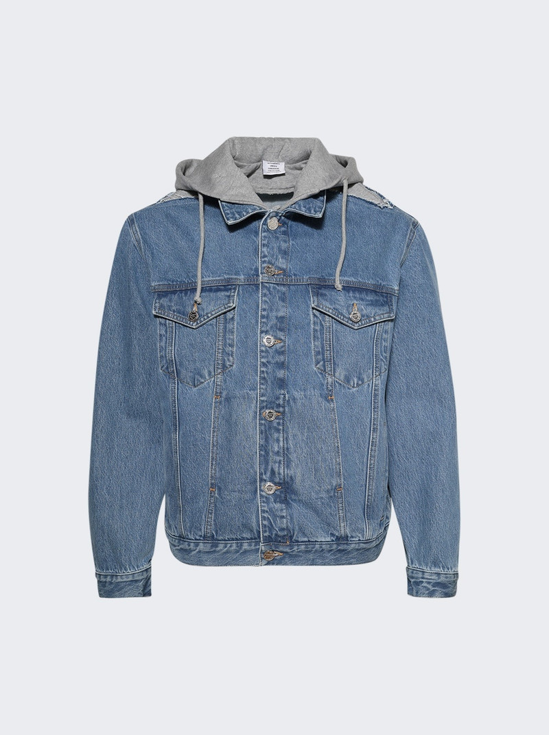Deconstructed Hooded Denim Jacket Mid Blue - 1