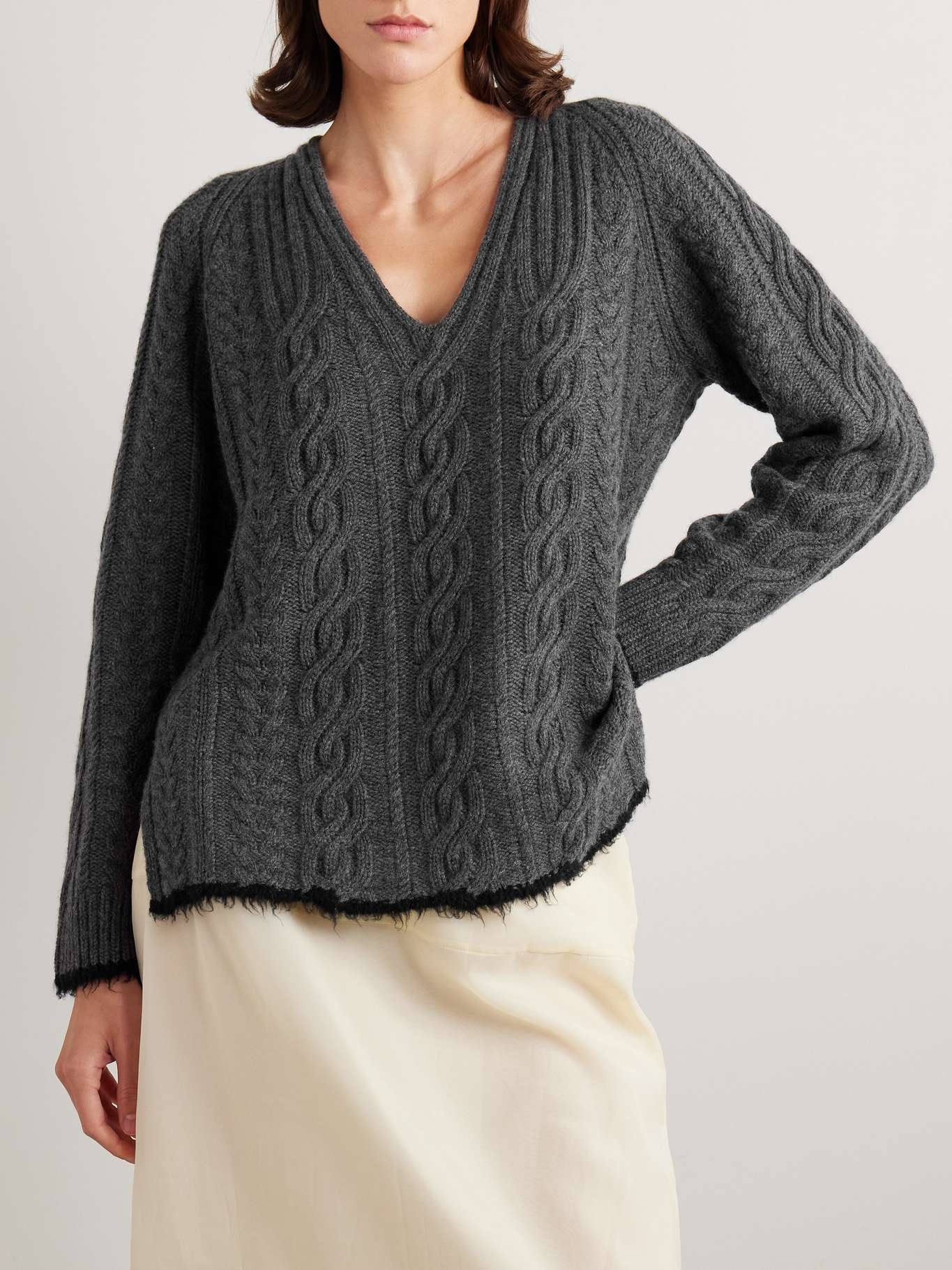 Mia cable-knit wool and cashmere-blend sweater - 3