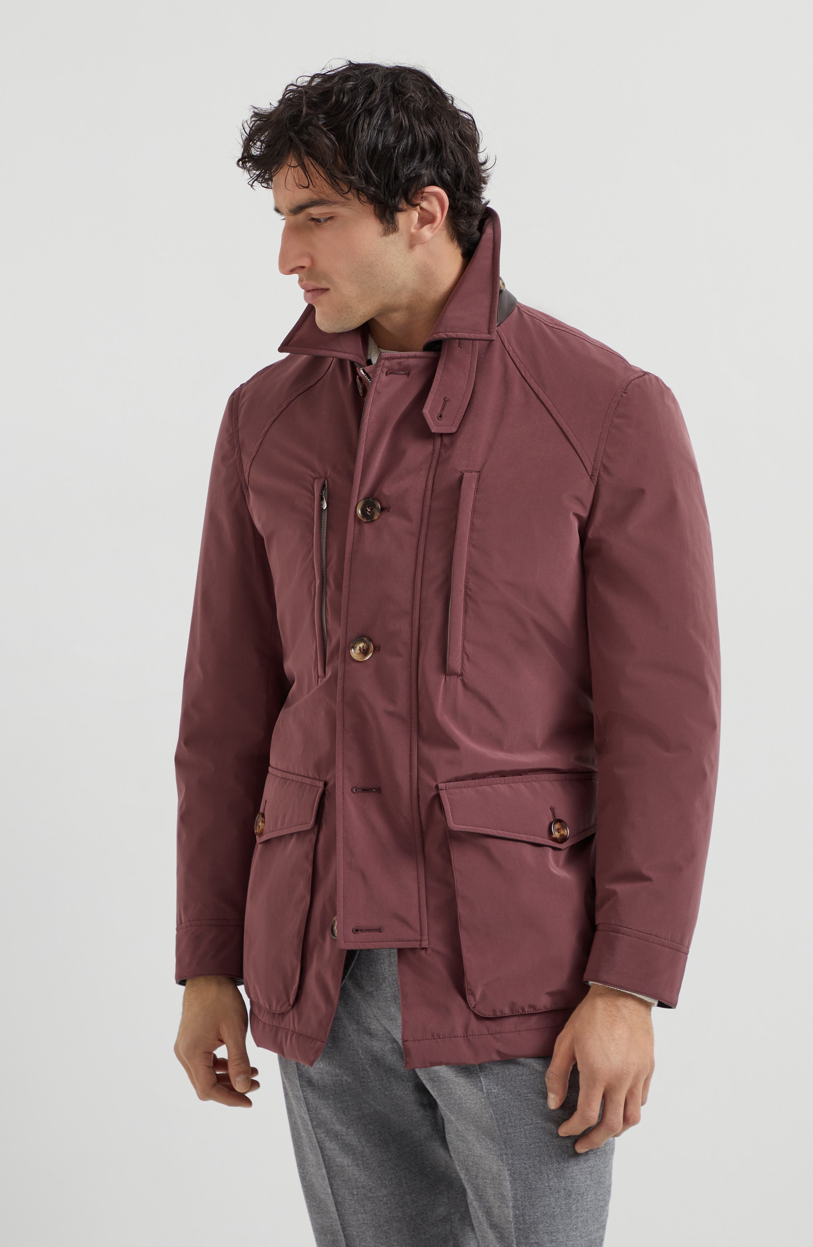 Brunello Cucinelli Belted safari jacket in Burgundy at Nordstrom - 2