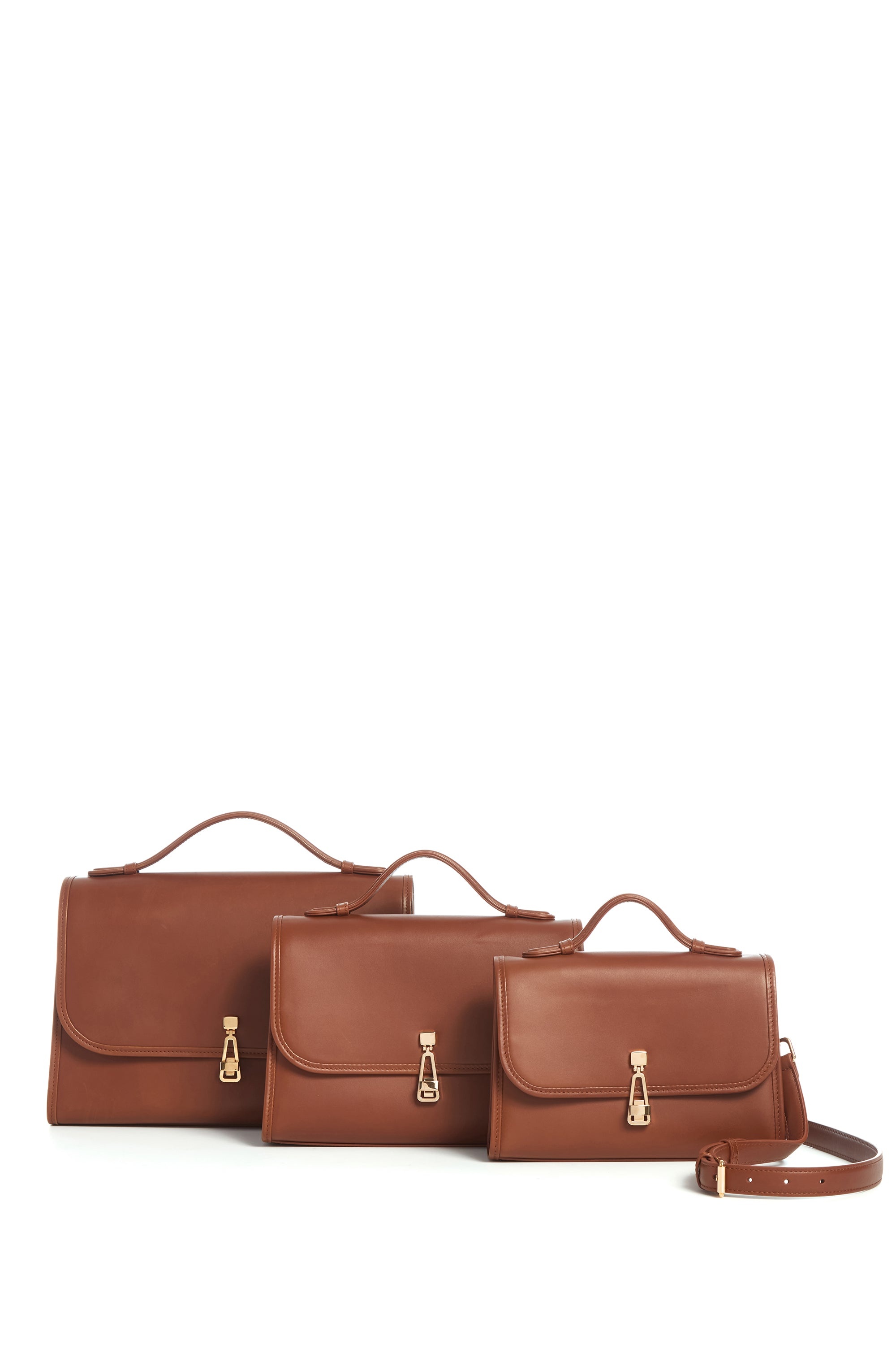 Large Leonora Flap Bag in Cognac Leather - 5