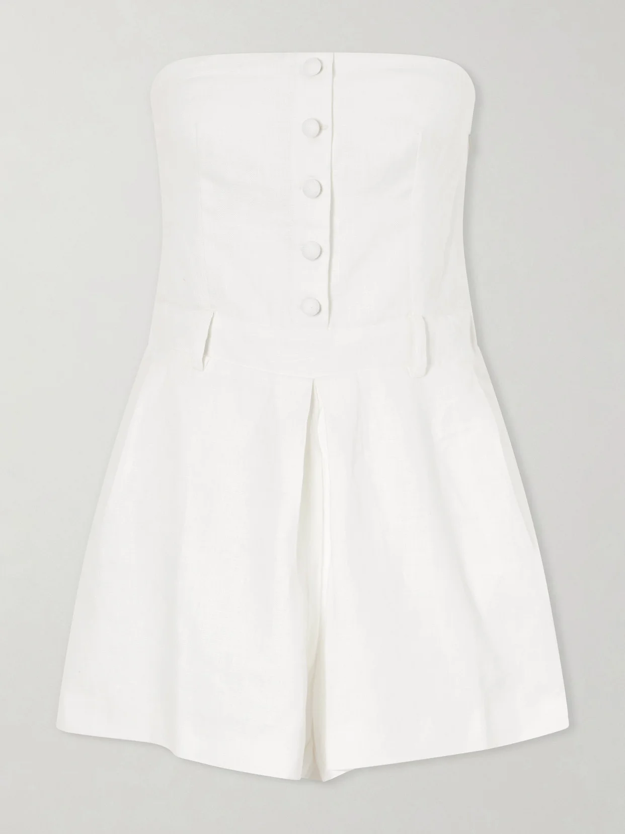 Amalie Strapless Pleated Linen Playsuit - 1