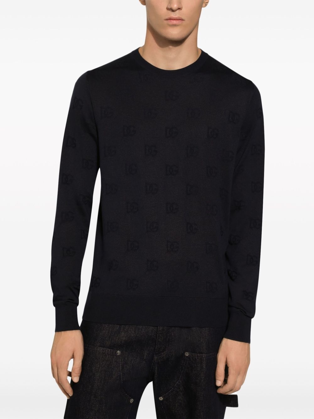 logo intarsia-knit silk jumper - 5