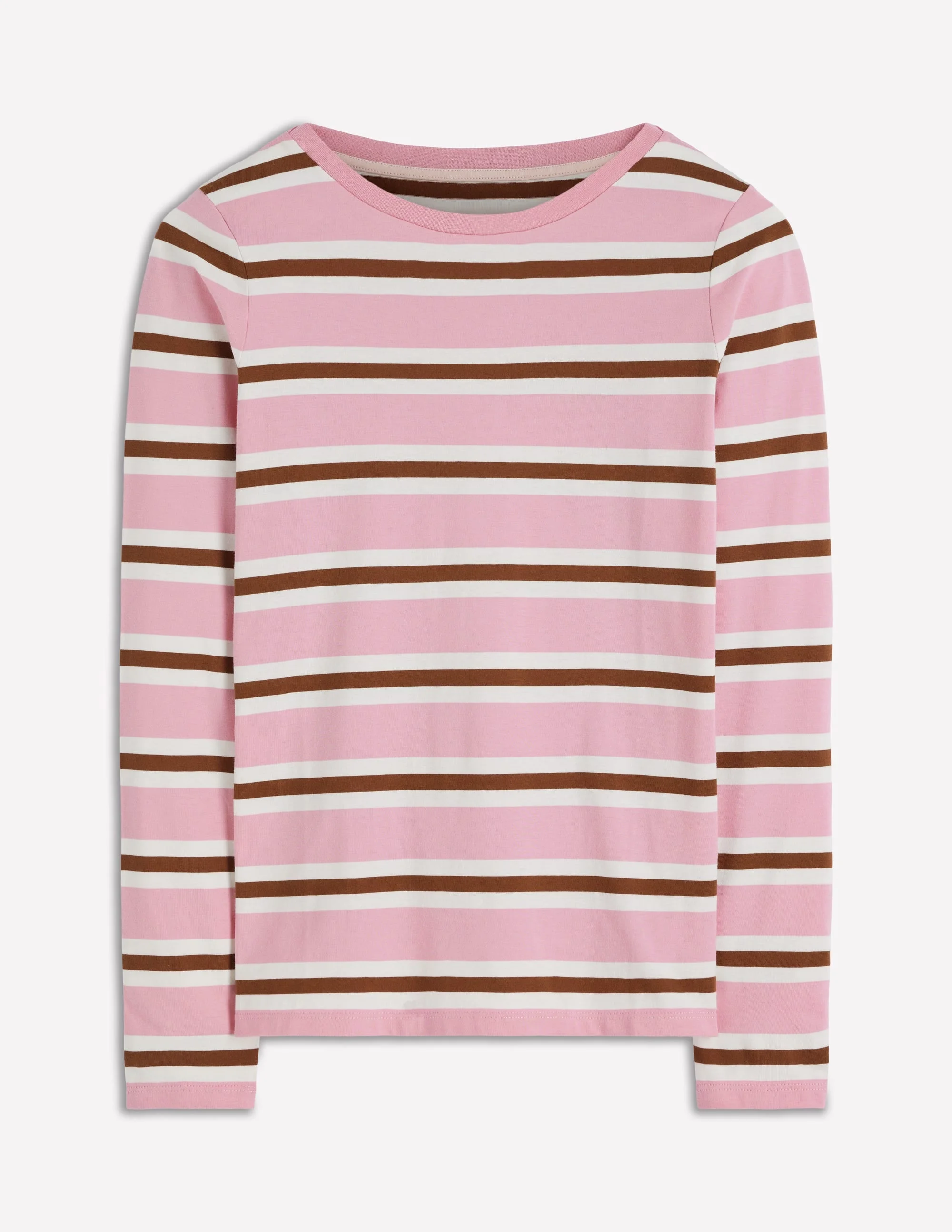 Olivia Long Sleeve Breton-Formica Pink and Russet Stripe - 1
