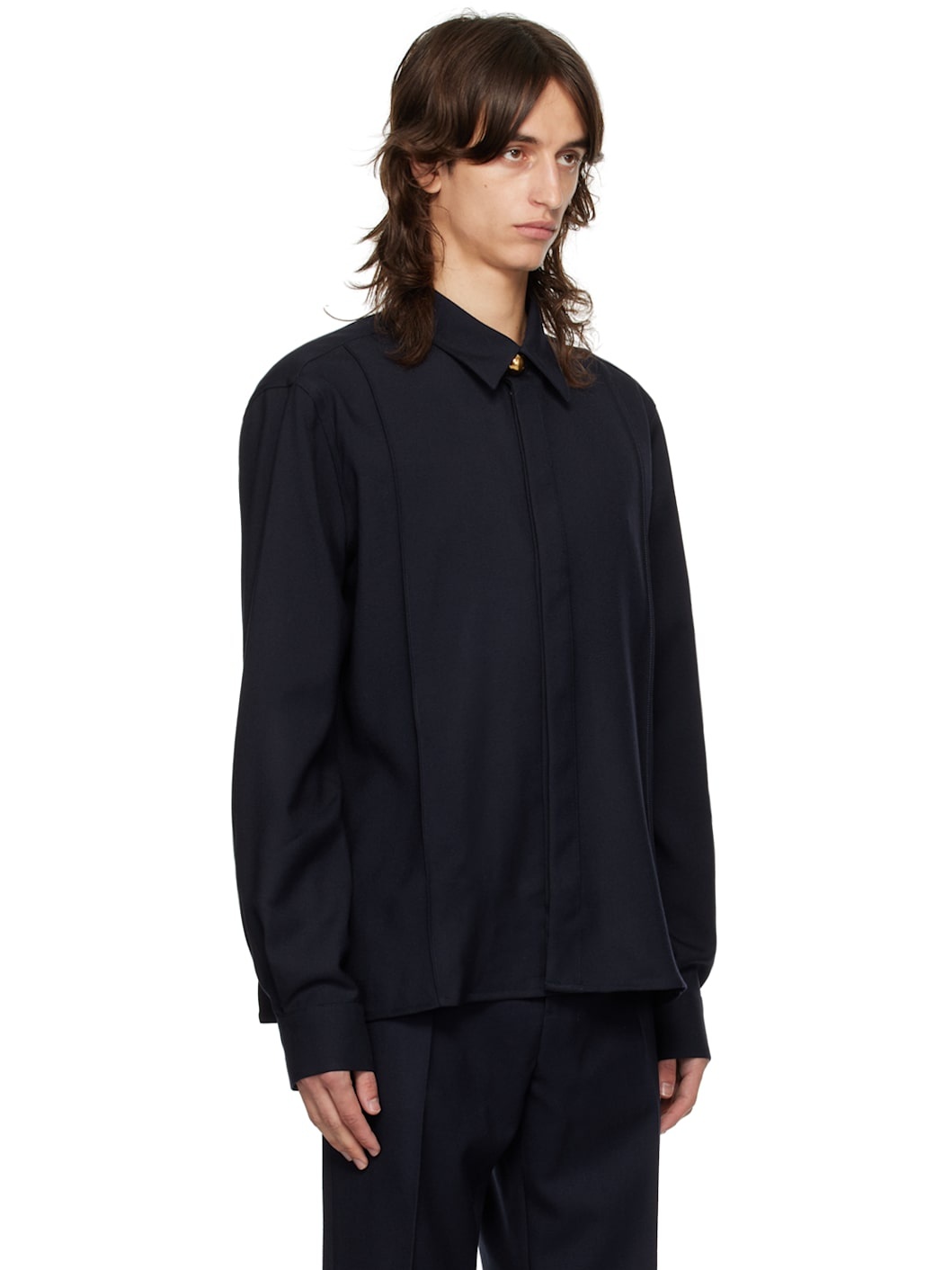 Navy Pintuck Shirt - 2