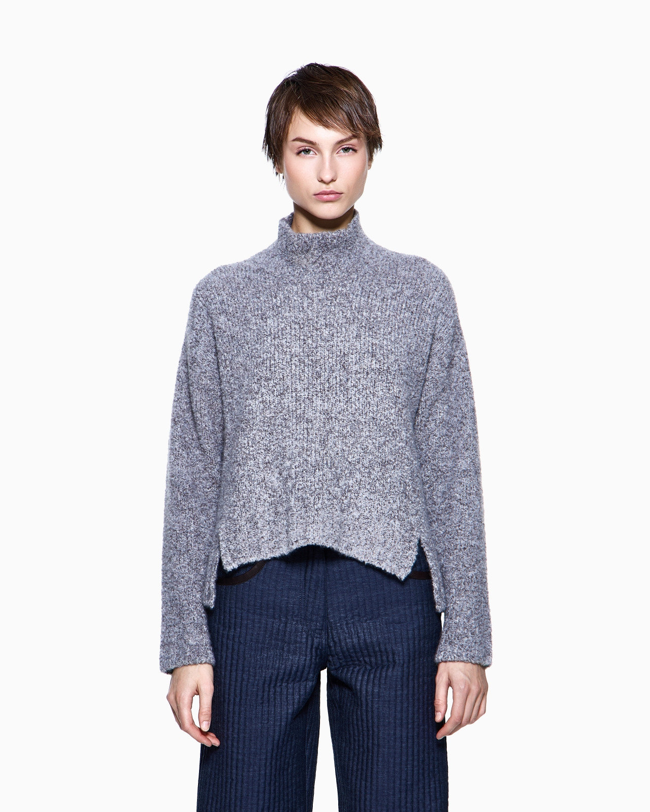 MOCK-NECK JUMPER IN BOUCLÉ CASHMERE, AND SILK - 4
