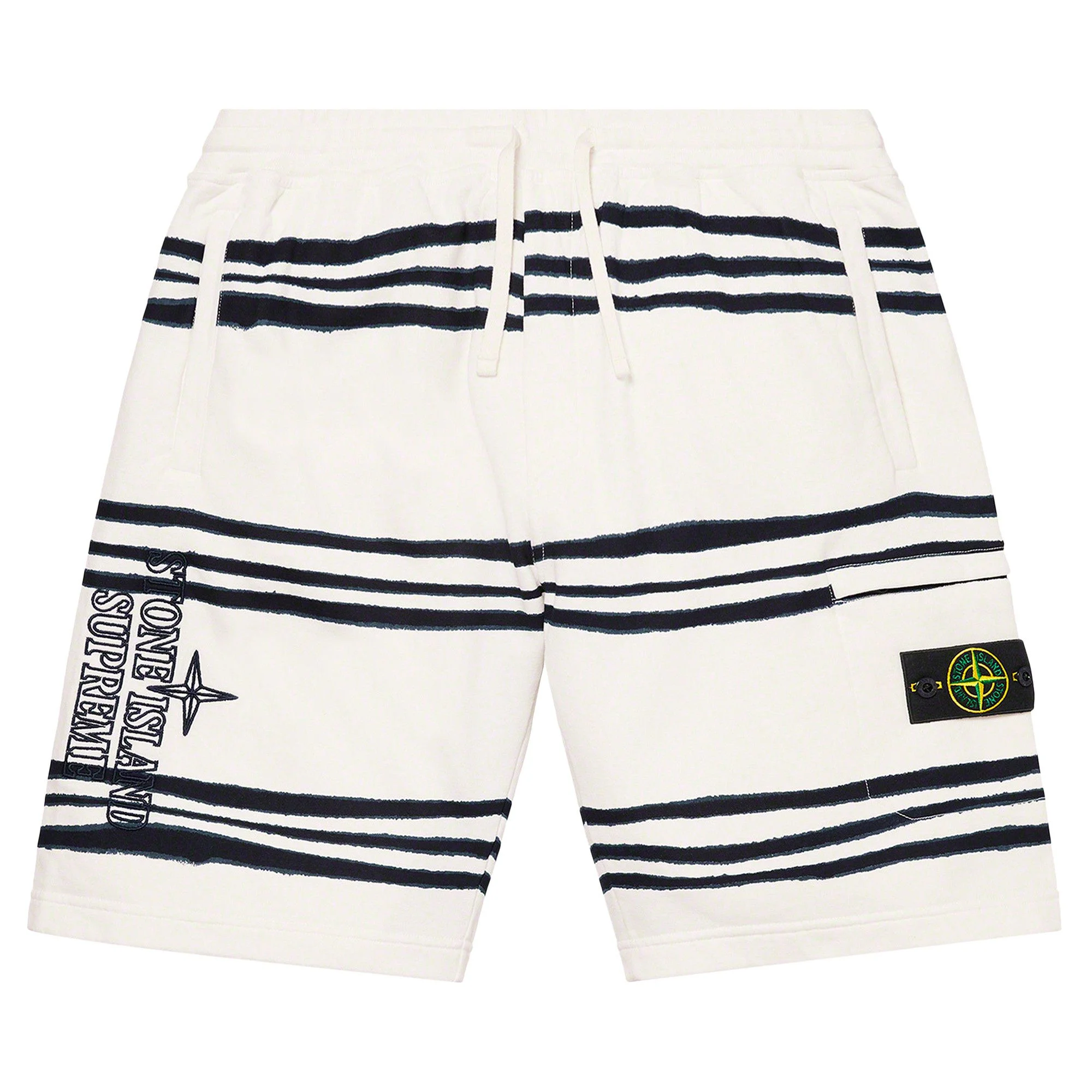 Supreme x Stone Island Warp Stripe Sweatshort 'White' - 1