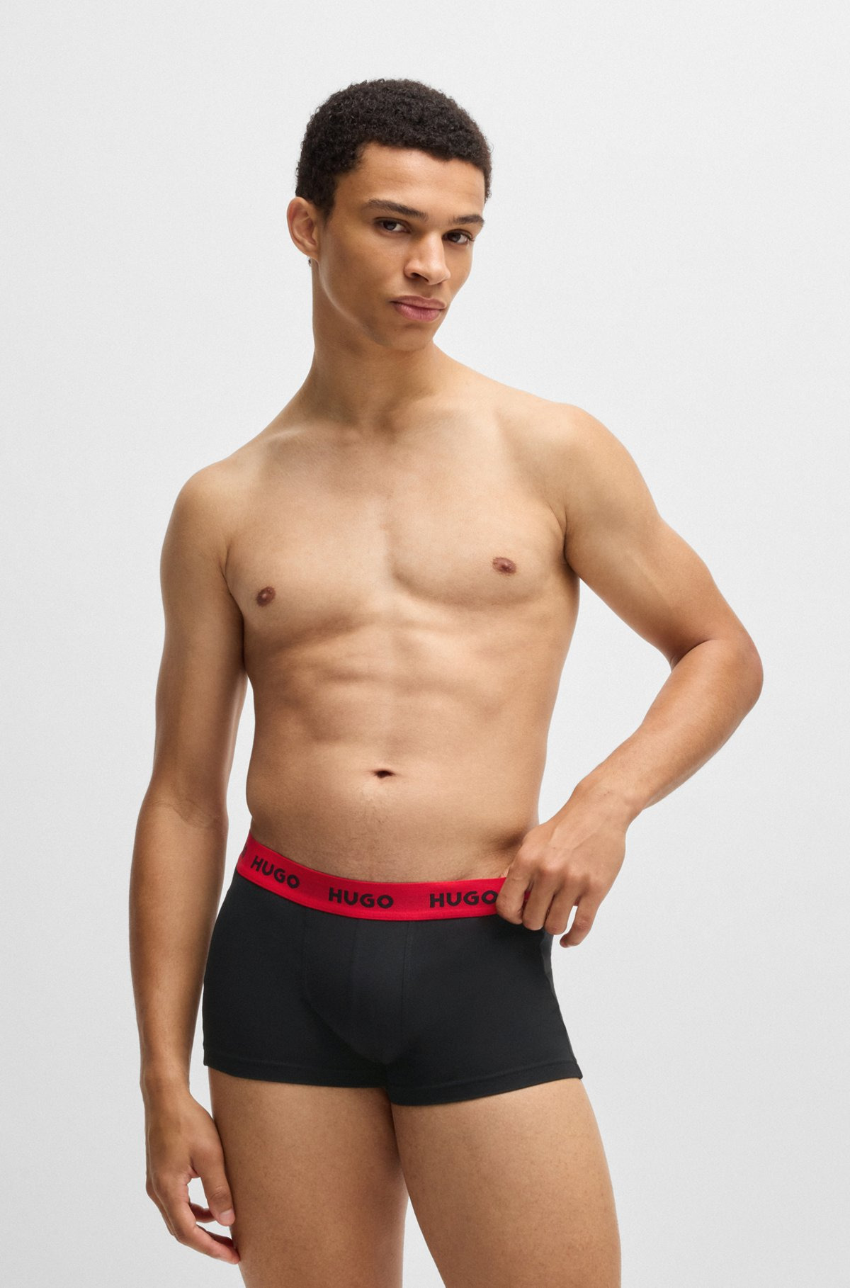 THREE-PACK OF STRETCH-COTTON TRUNKS WITH LOGO WAISTBANDS - 7