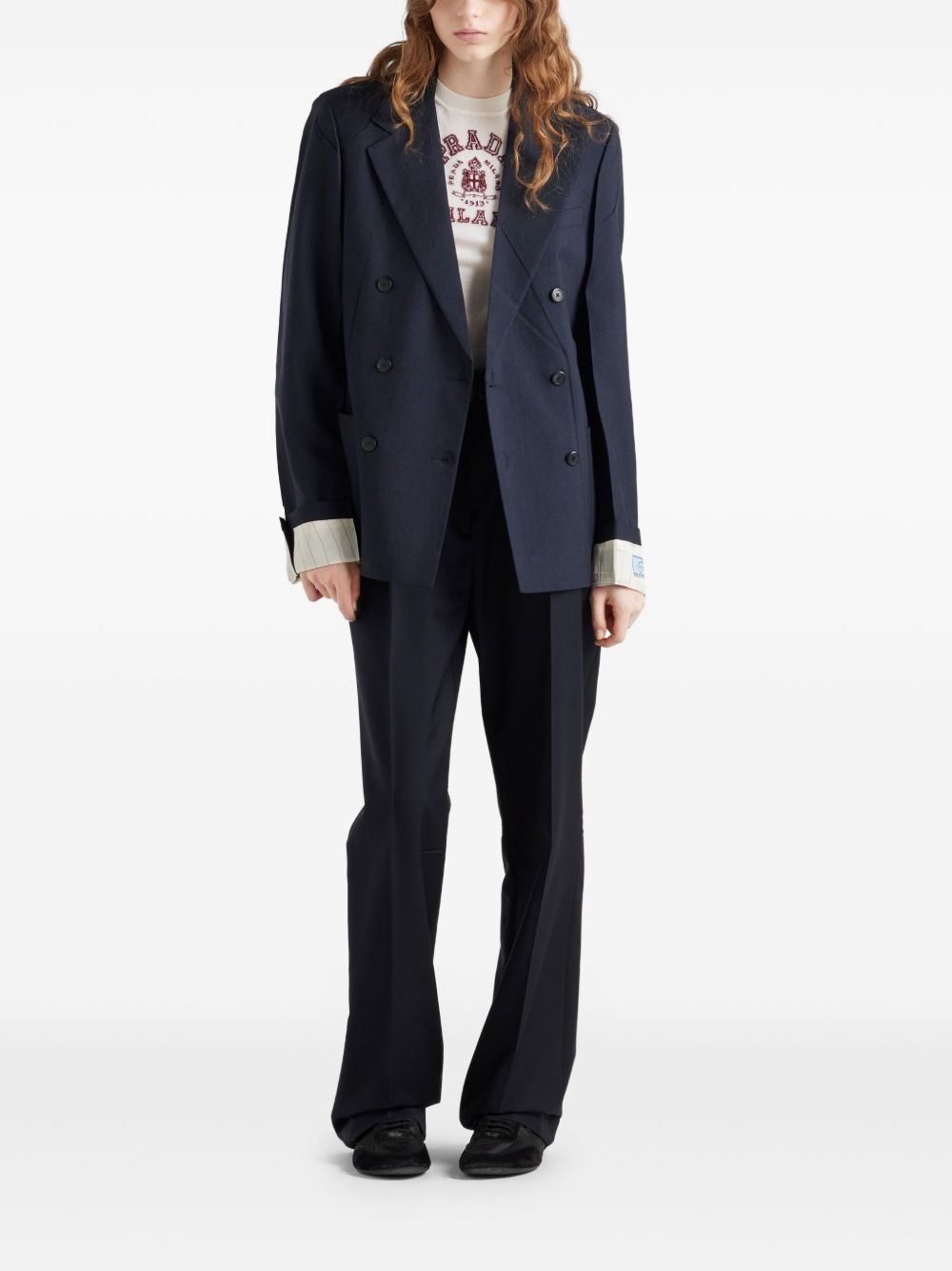 double-breasted kid mohair blazer - 2
