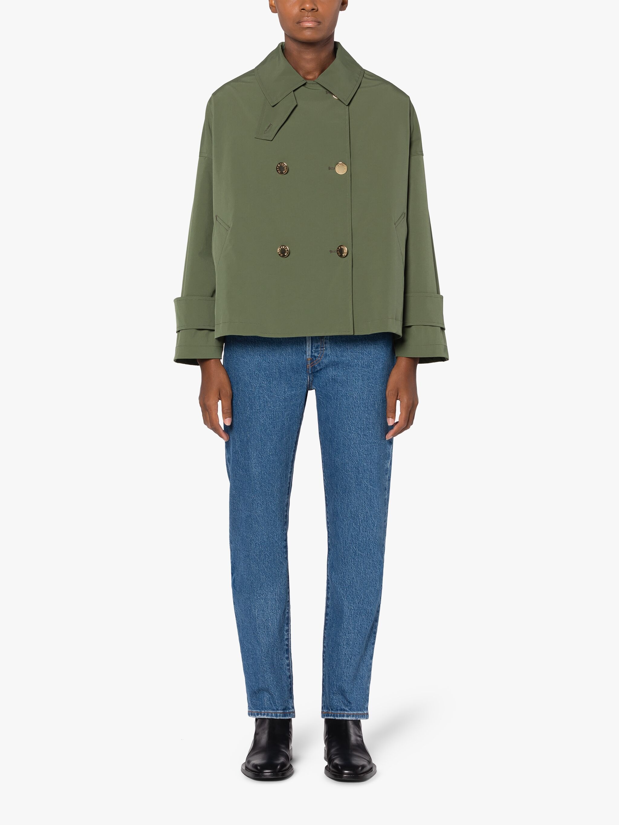HUMBIE GREEN ECO DRY SHORT DOUBLE-BREASTED OVERCOAT - 3