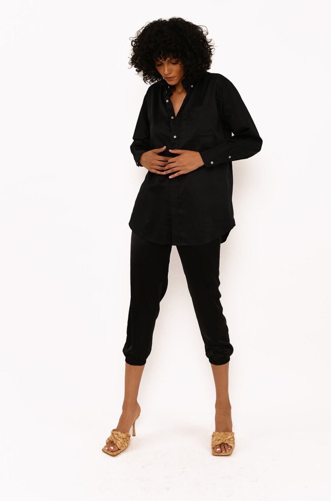 BLACK COTTON OVERSIZED POPLIN SHIRT - 3