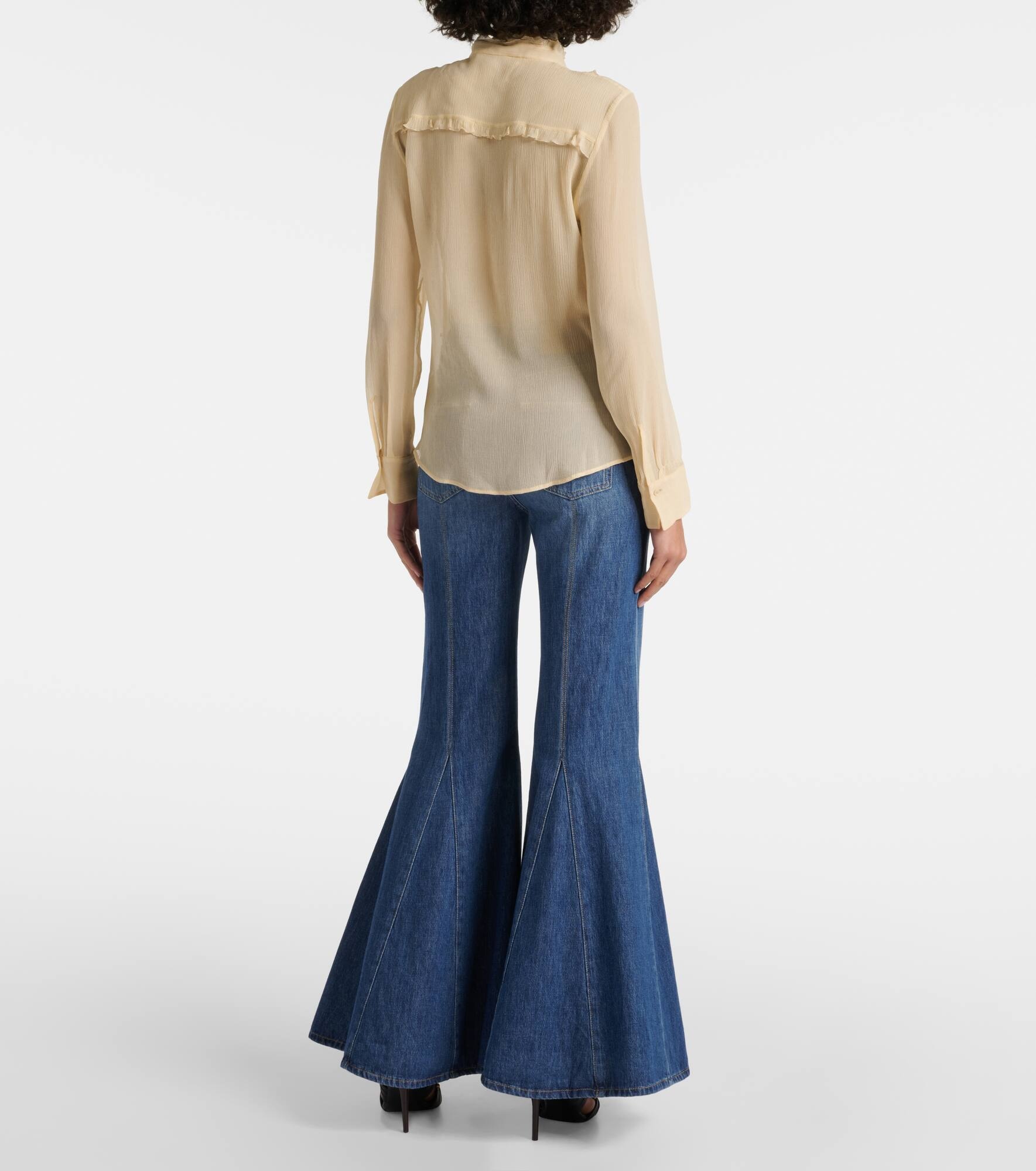Ruffled silk crêpon blouse - 3