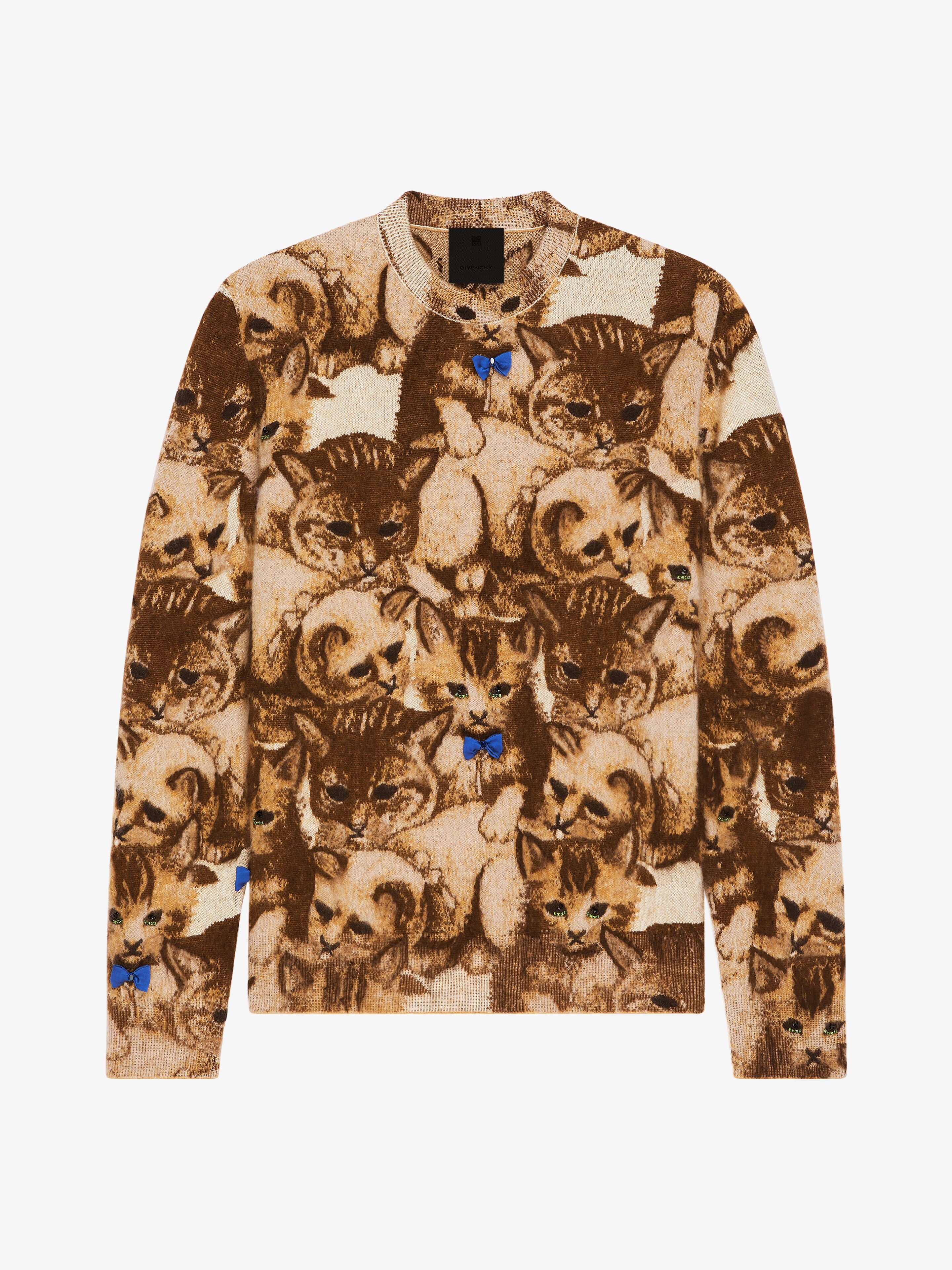 SWEATER IN CAT JACQUARD WITH CRYSTALS DETAILS - 1