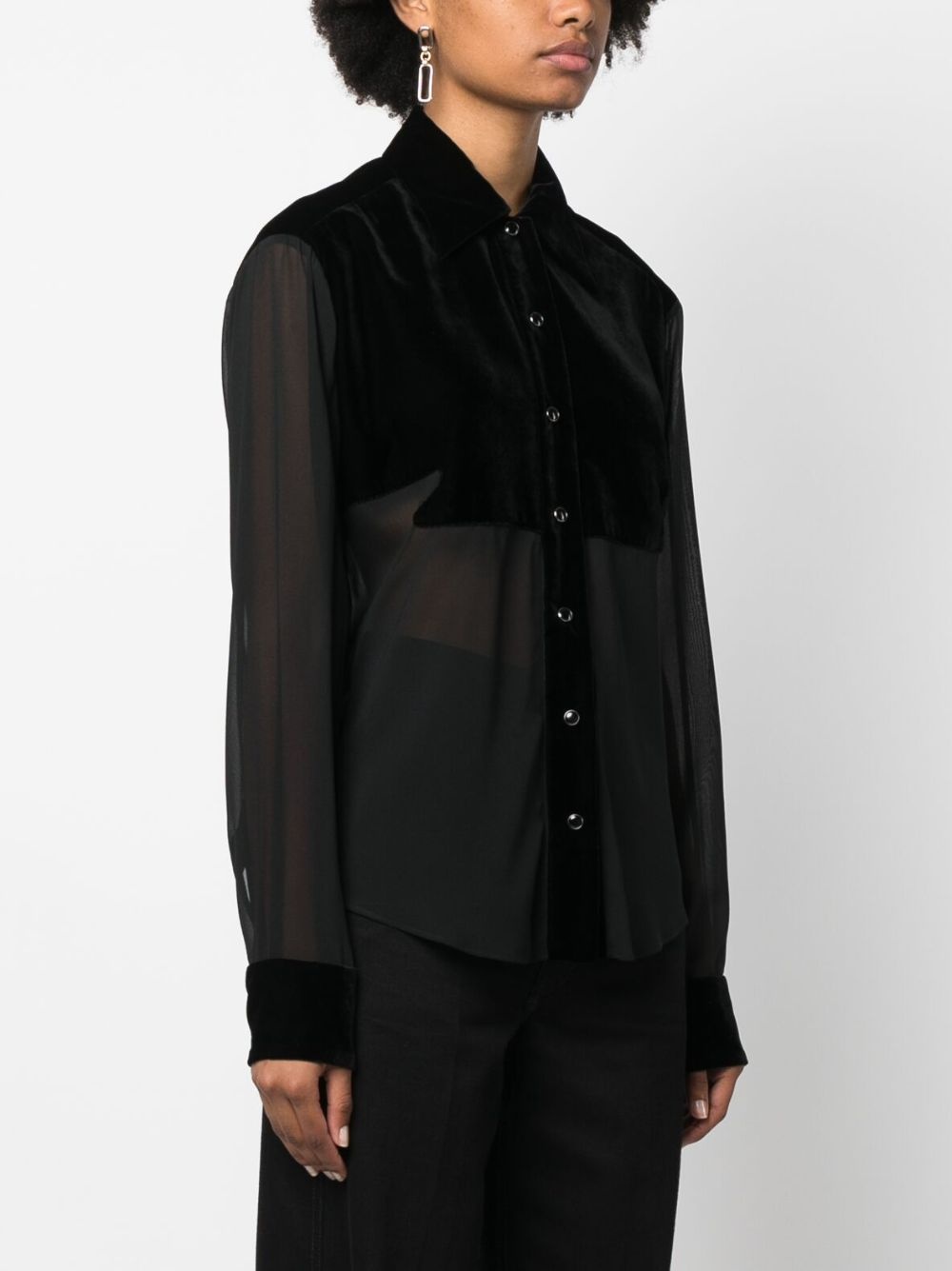 panelled buttoned silk shirt - 3