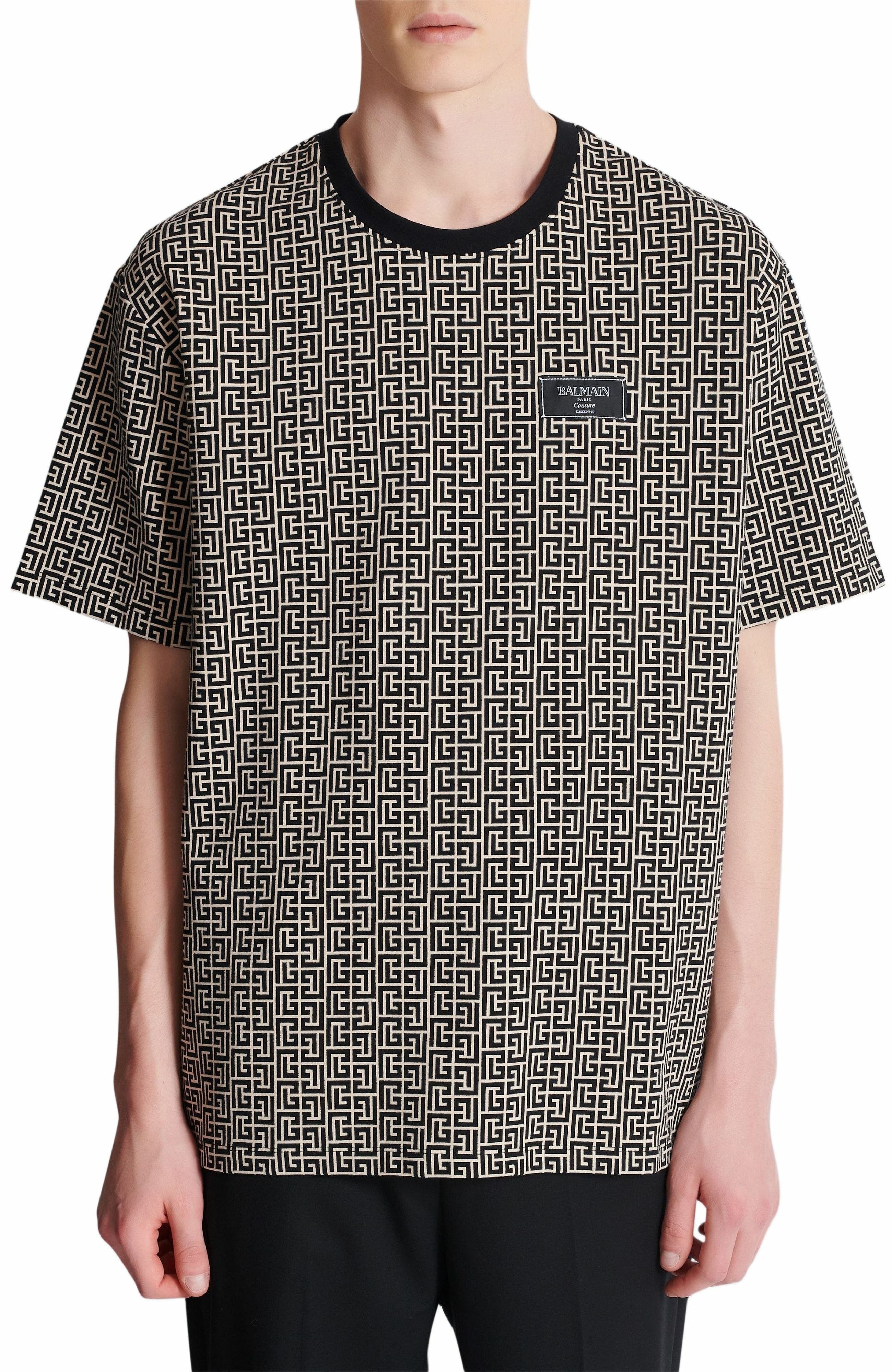 Balmain Monogram jacquard T-shirt in Black at Nordstrom - 7