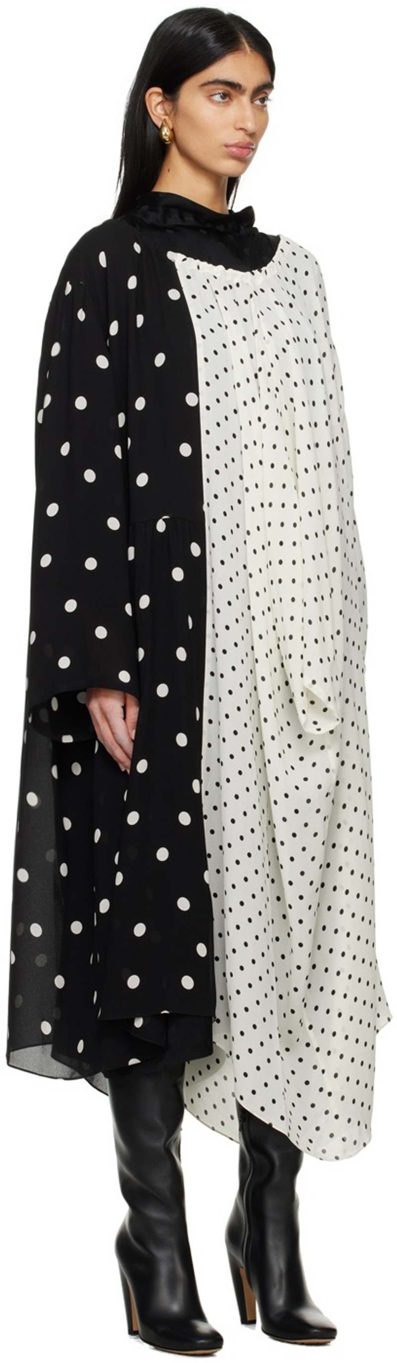 MARIE ADAM-LEENAERDT Black & White Garland Of 3 Midi Dress outlook