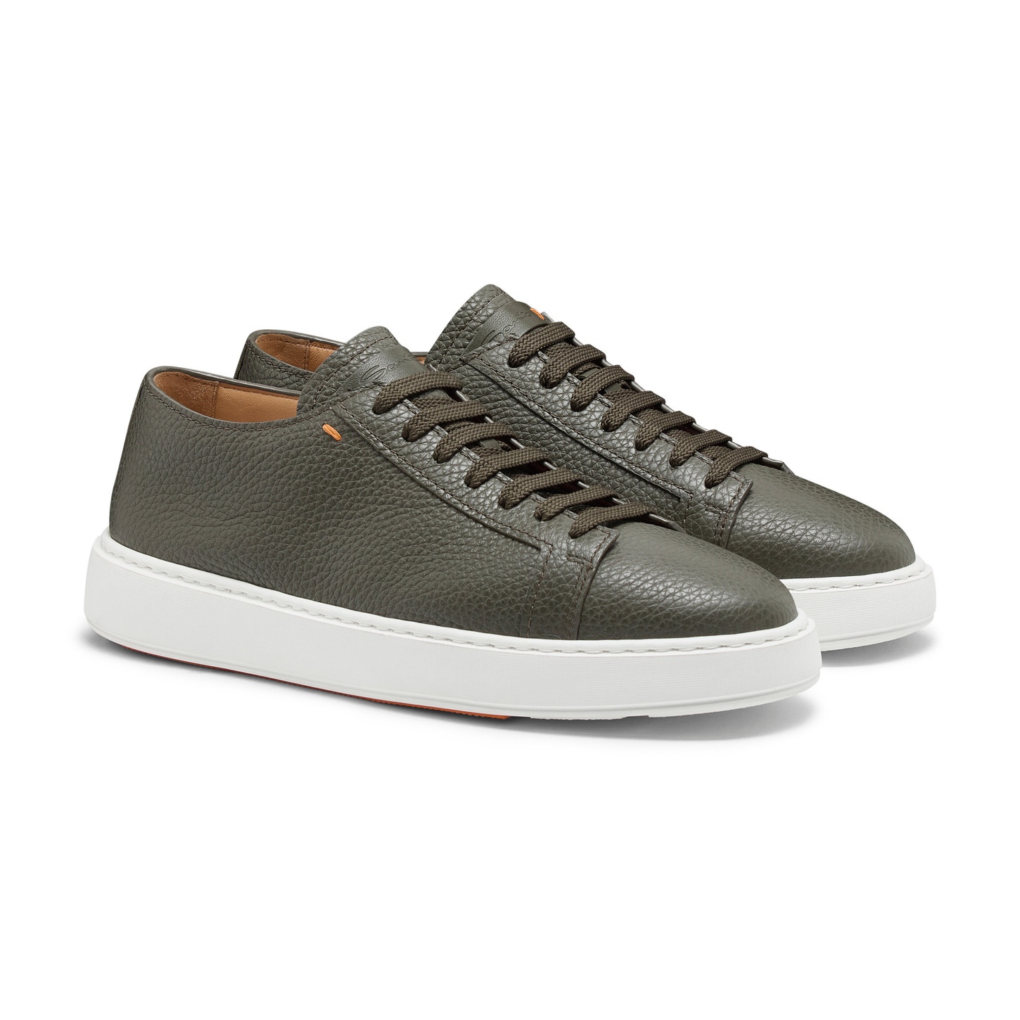 Men's green tumbled leather sneaker - 3