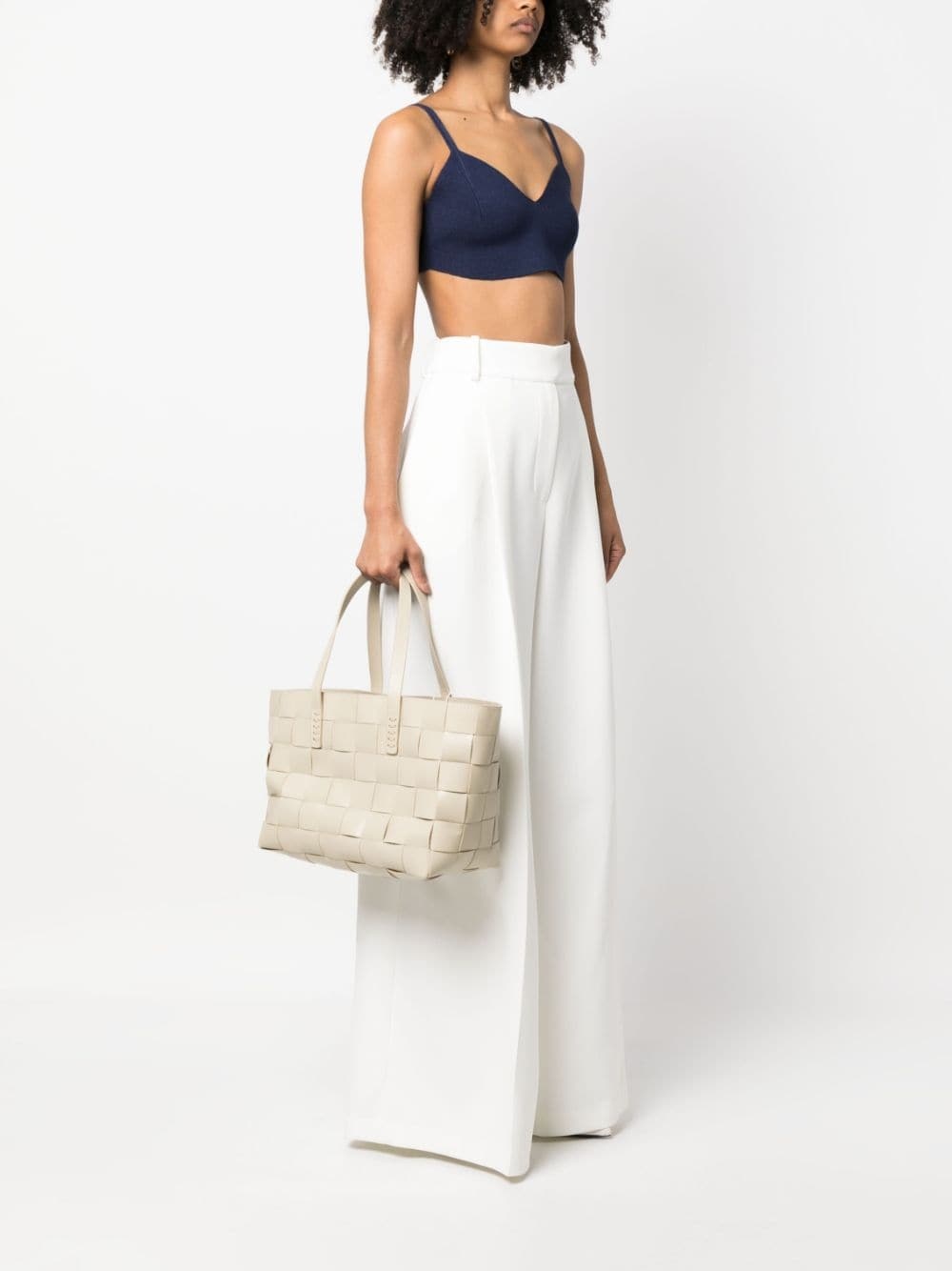 woven leather tote bag - 2